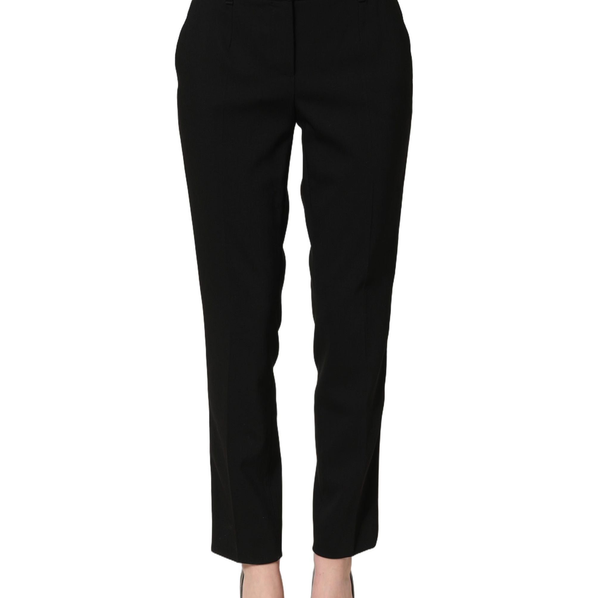 Dolce & Gabbana Black HighWaist Straight Dress Trouser Pants