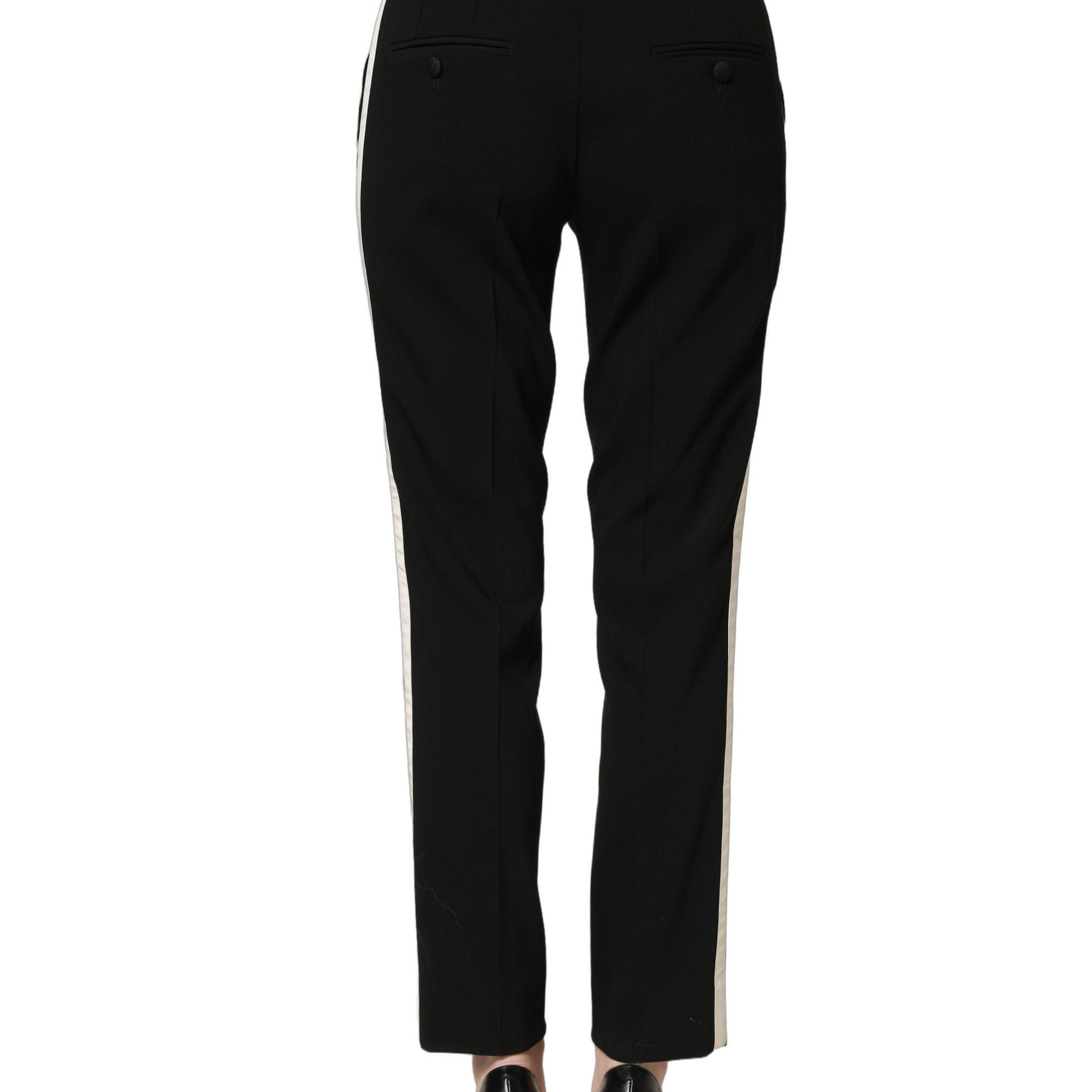 Dolce & Gabbana Black HighWaist Straight Dress Trouser Pants