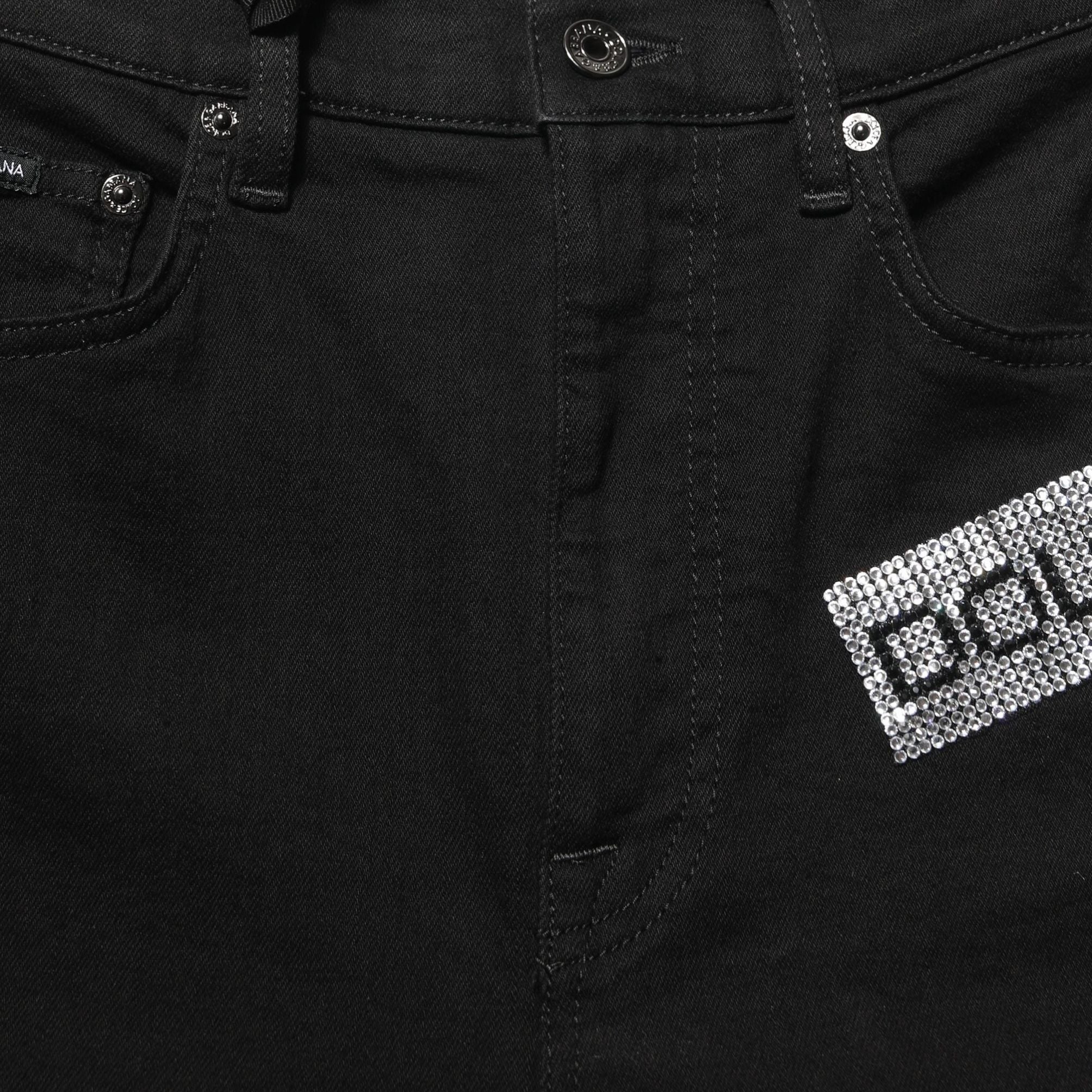Dolce & Gabbana Black Grace Rhinestone HighWaist Denim Jeans