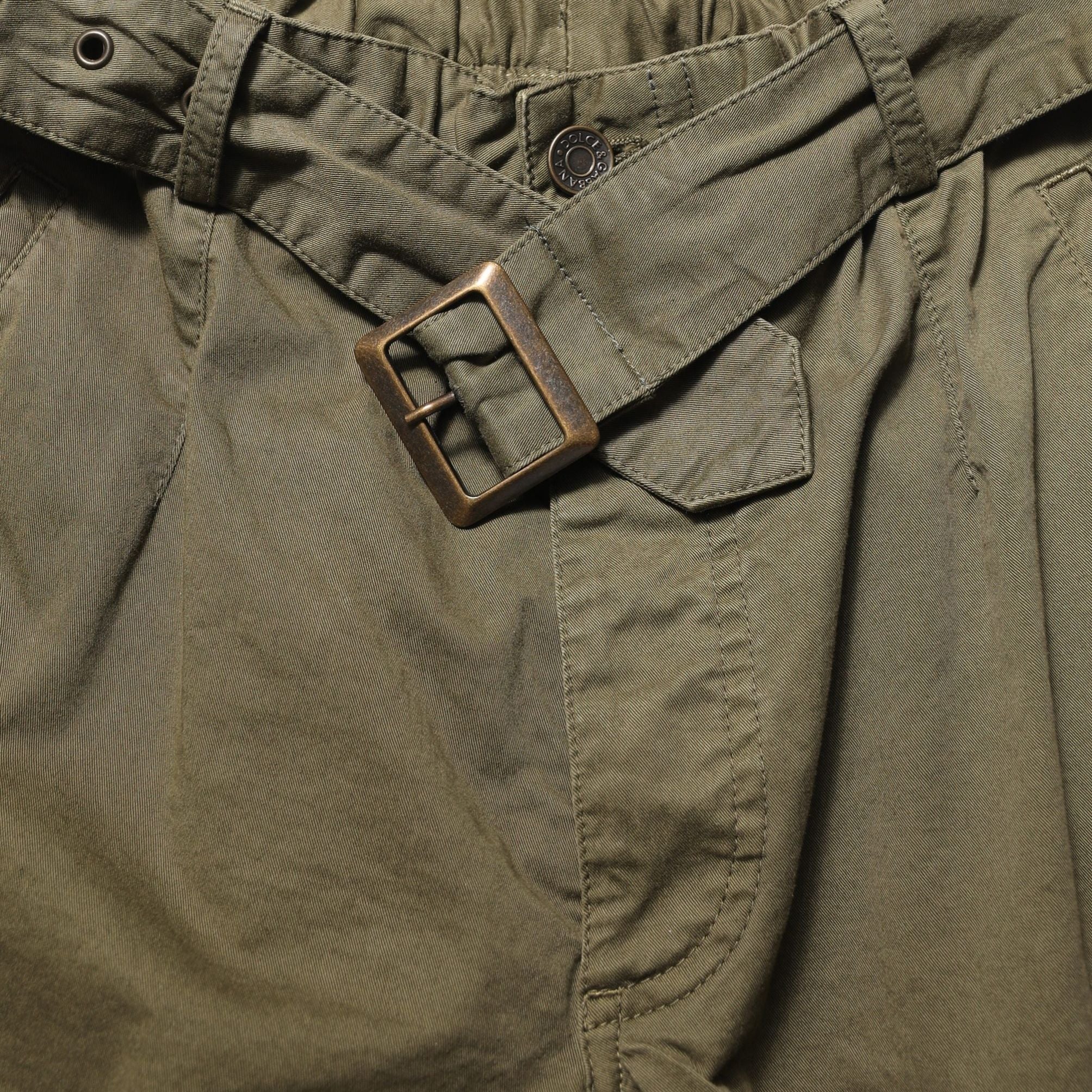 Dolce & Gabbana Olive Green High Waist Cargo Trouser Pants