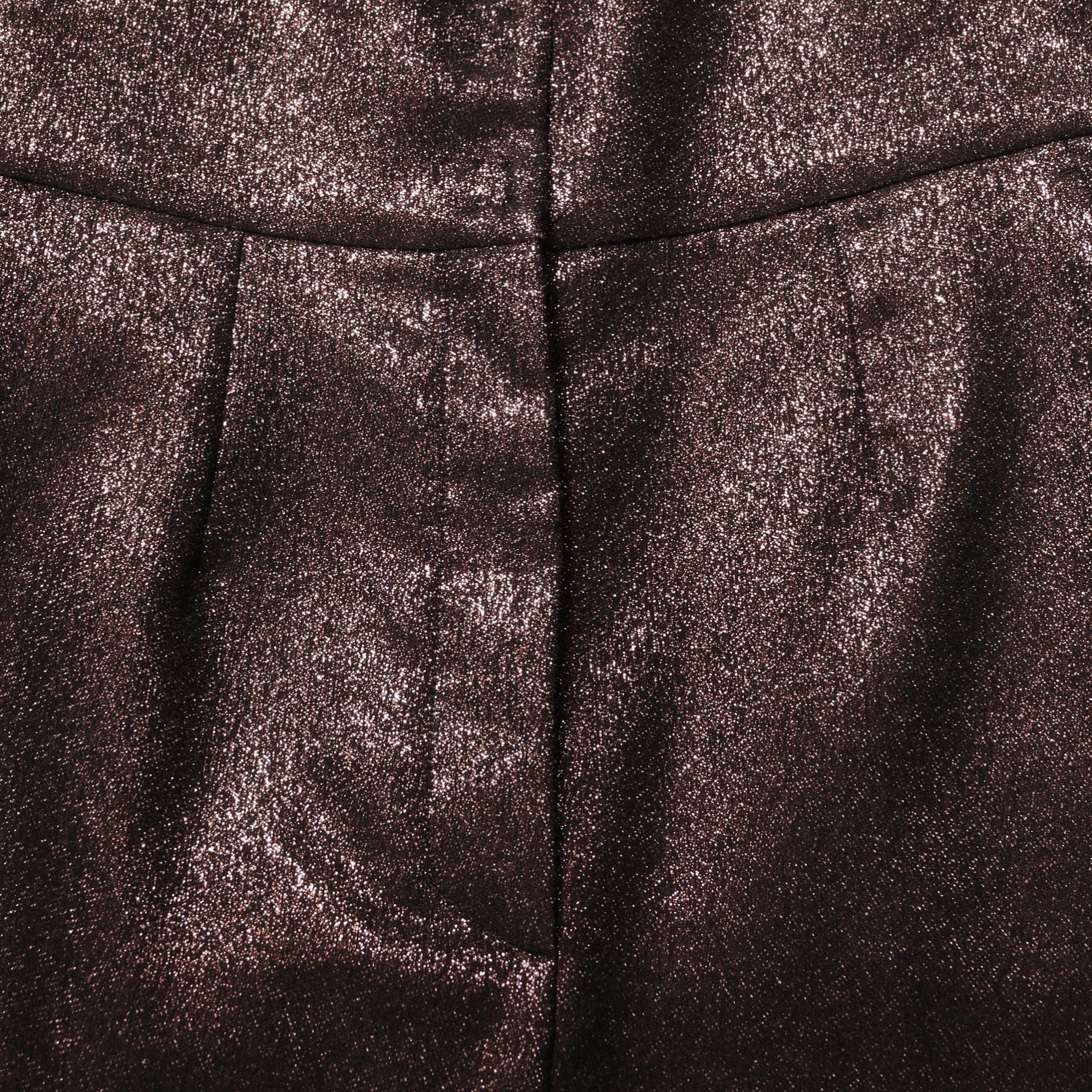Dolce & Gabbana Metallic Brown High Waist Tapered Leg Pants