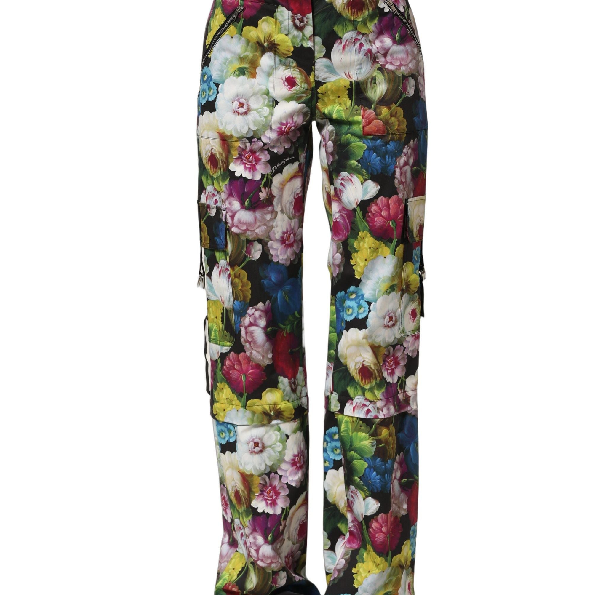 Dolce & Gabbana Multicolor Floral High Waist Wide Leg Pants