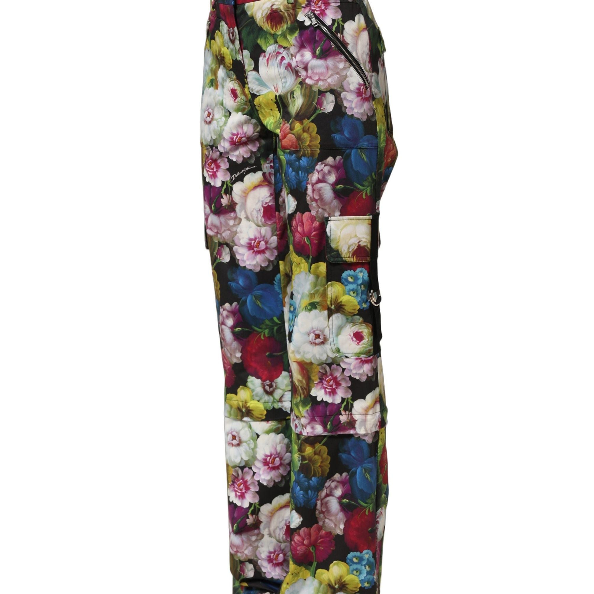 Dolce & Gabbana Multicolor Floral High Waist Wide Leg Pants