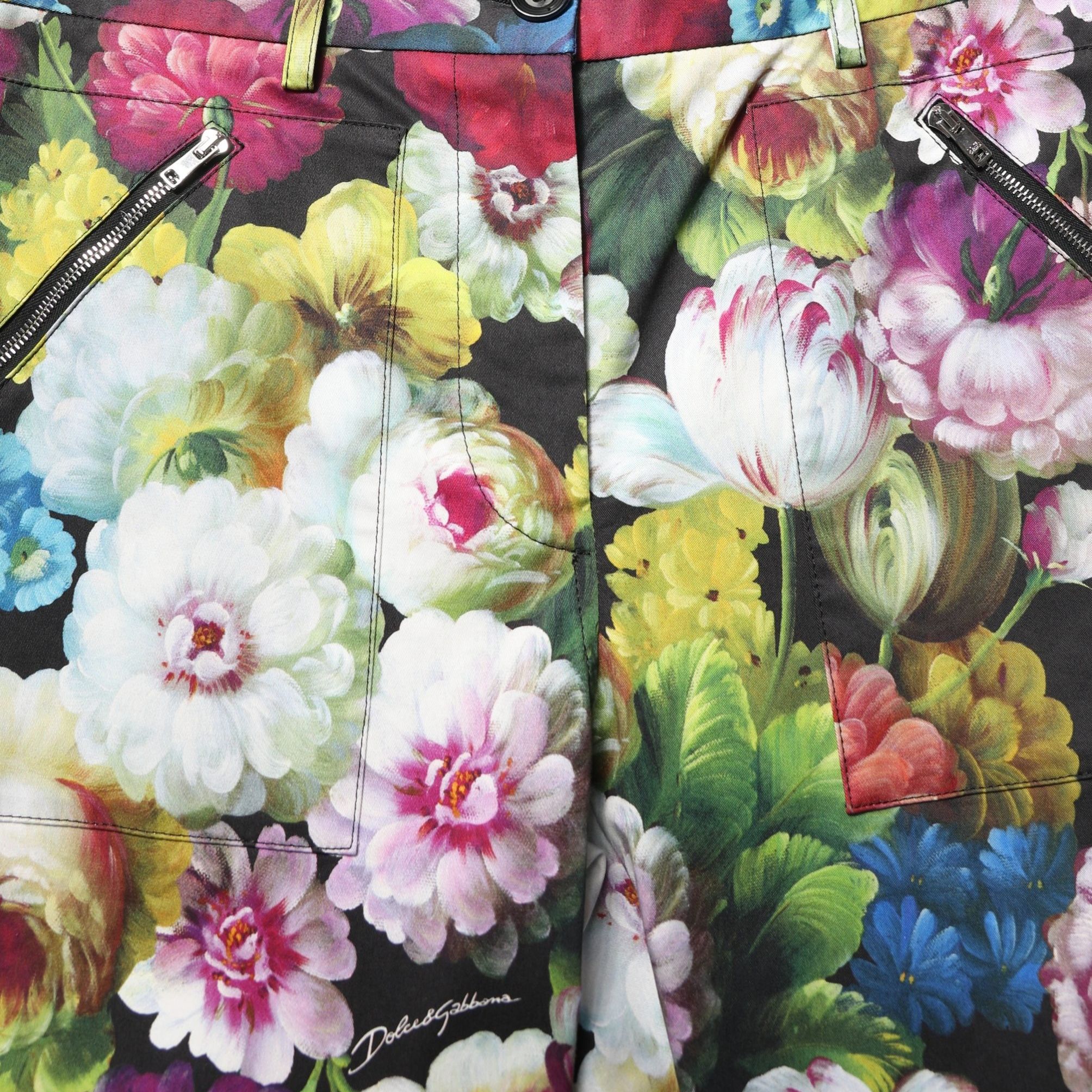 Dolce & Gabbana Multicolor Floral High Waist Wide Leg Pants