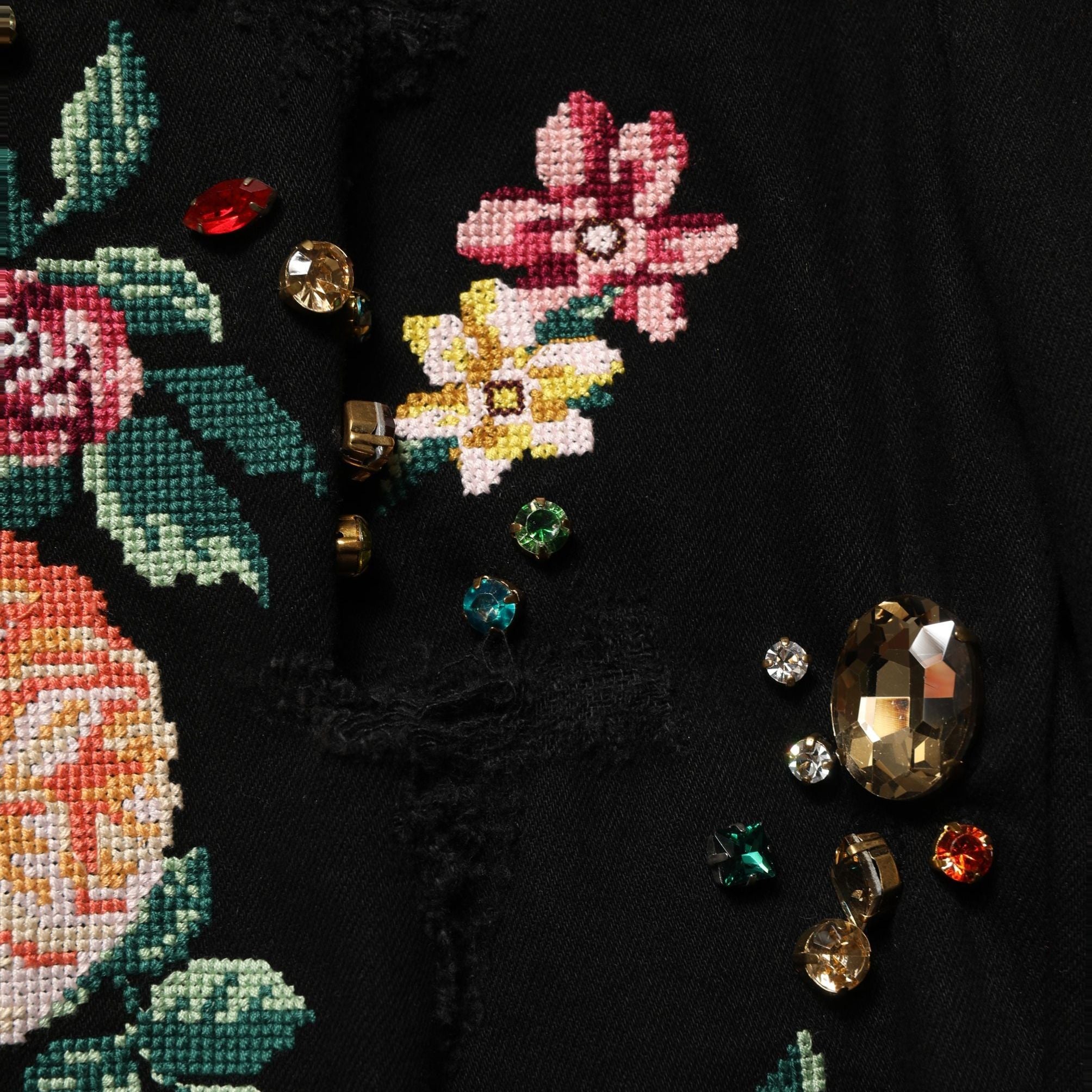 Dolce & Gabbana Black Floral Cotton High Waist Tapered Pants