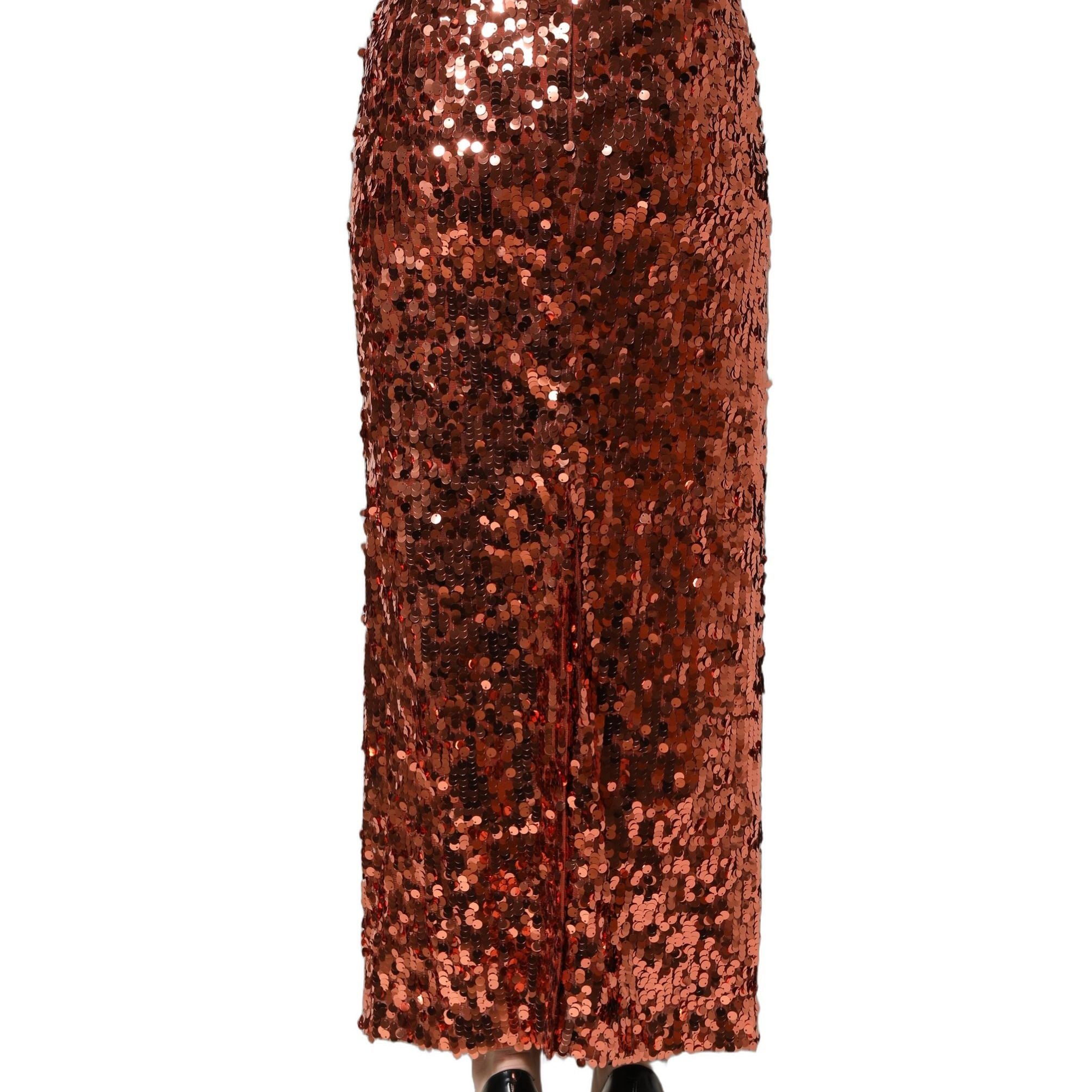Dolce & Gabbana Bronze Sequin HighWaist PencilCut Midi Skirt