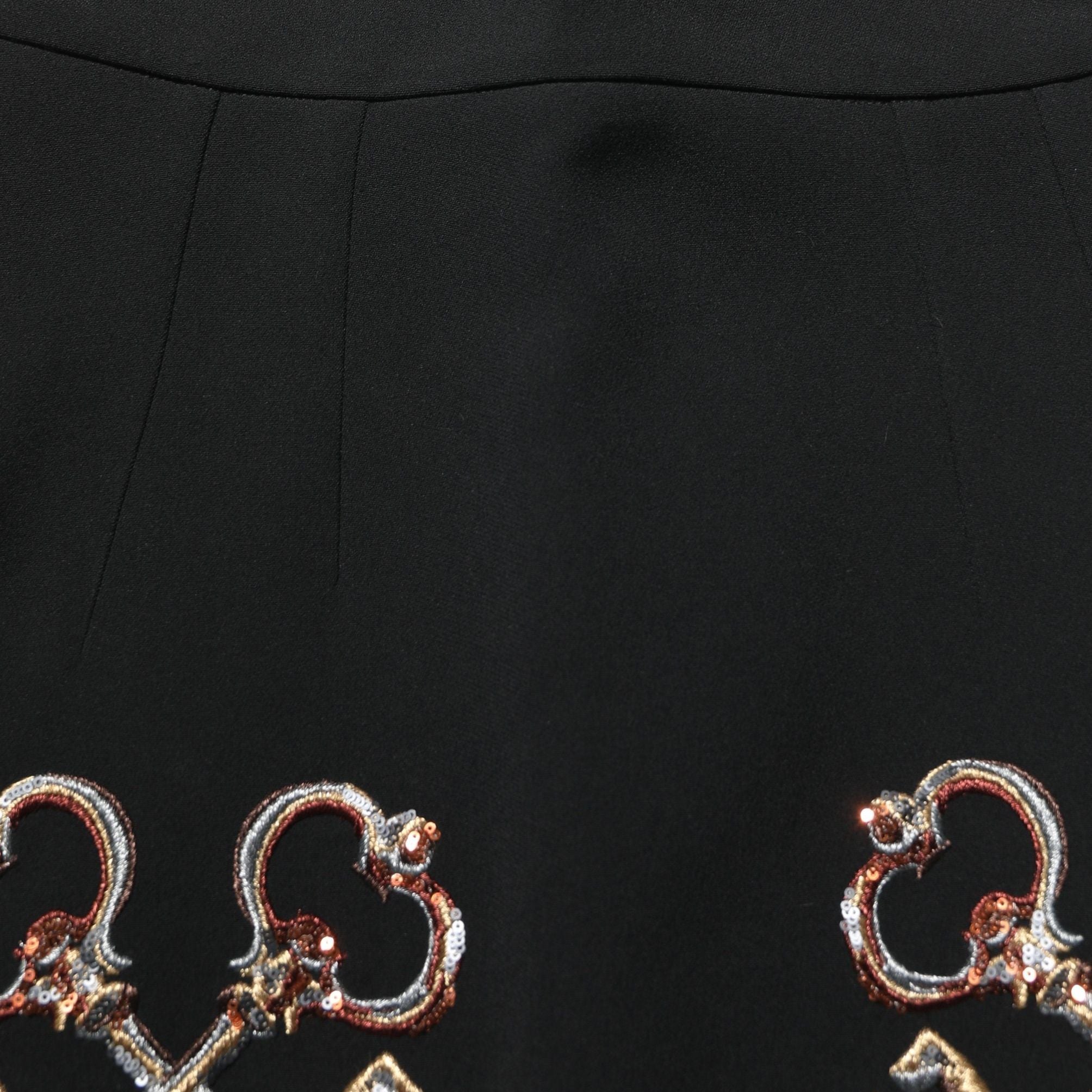 Dolce & Gabbana Black Floral Embellished A-line Mini Skirt