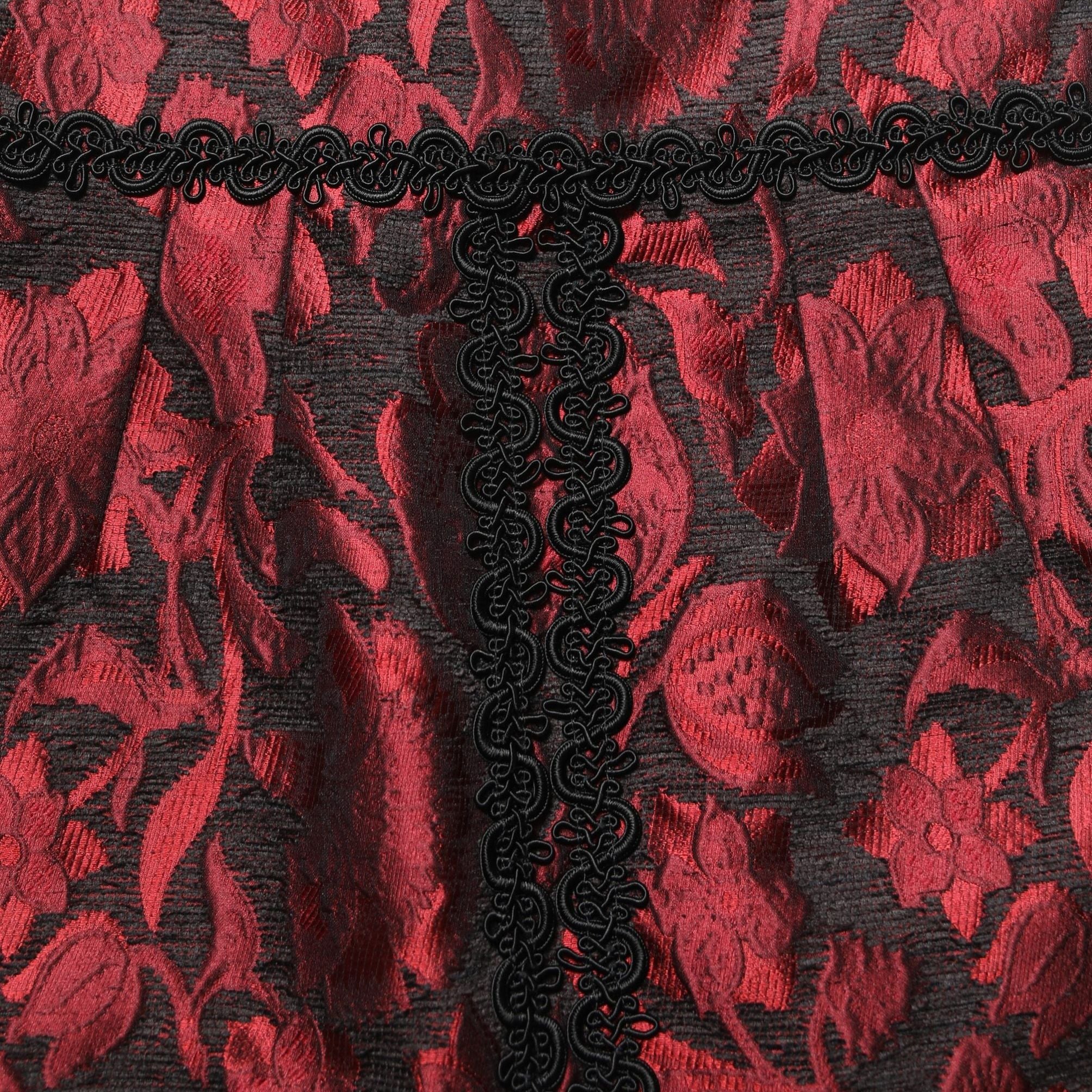 Dolce & Gabbana Red Black Floral Lace Jacquard Mini Skirt