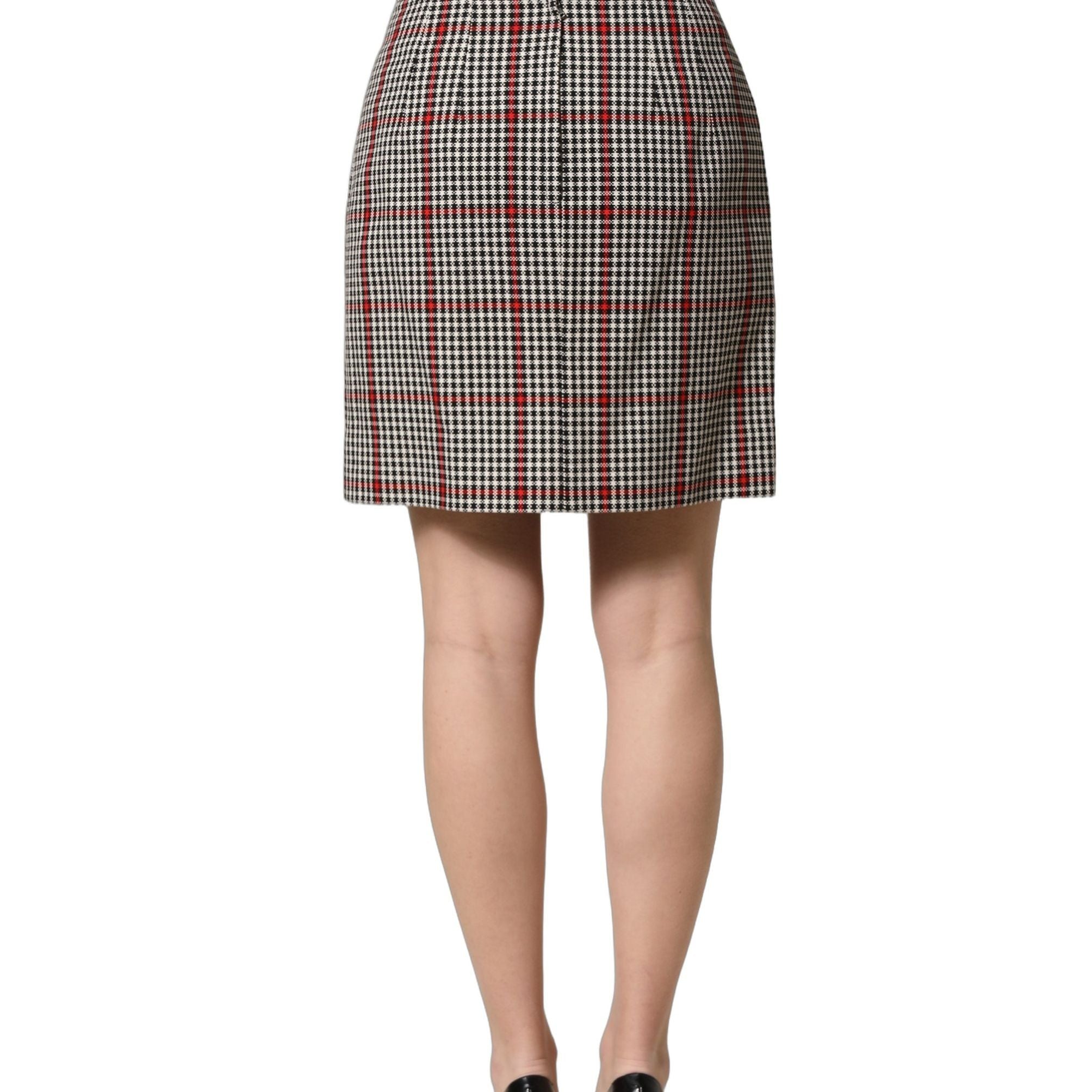 Dolce & Gabbana Gray Checkered High Waist A-line Mini Skirt