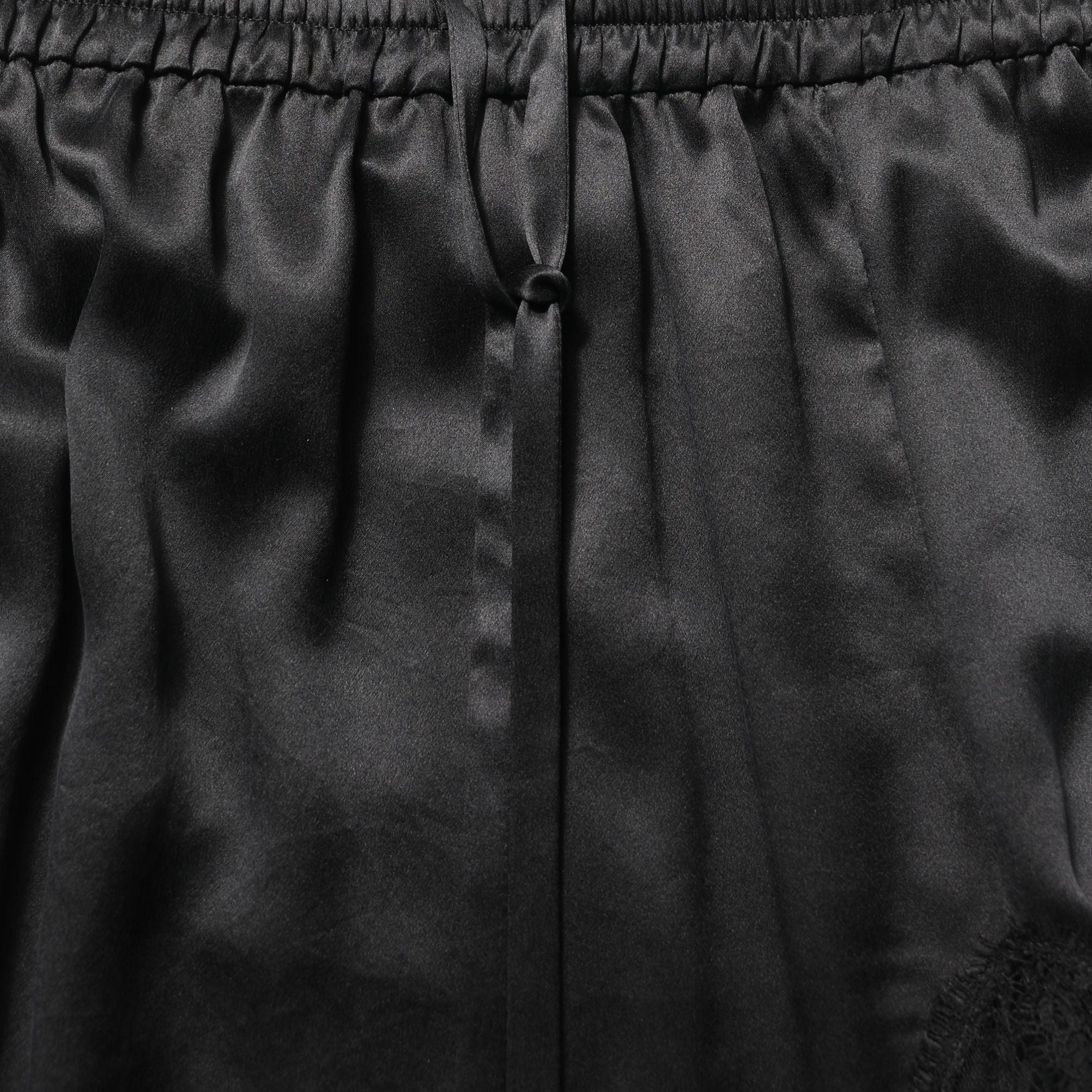 Dolce & Gabbana Black Lace Trimmed Satin Side Slit Skirt