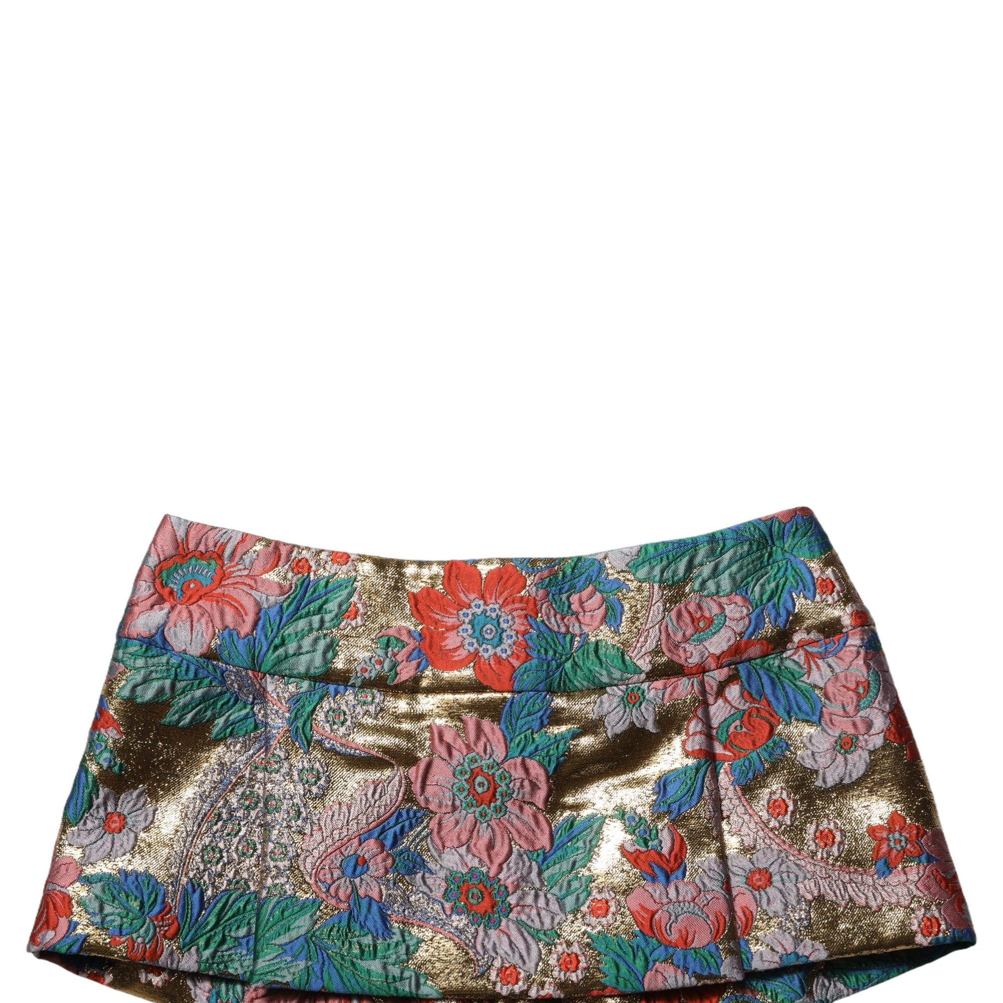 Dolce & Gabbana Multicolor Floral Jacquard MidWaist Mini Skirt