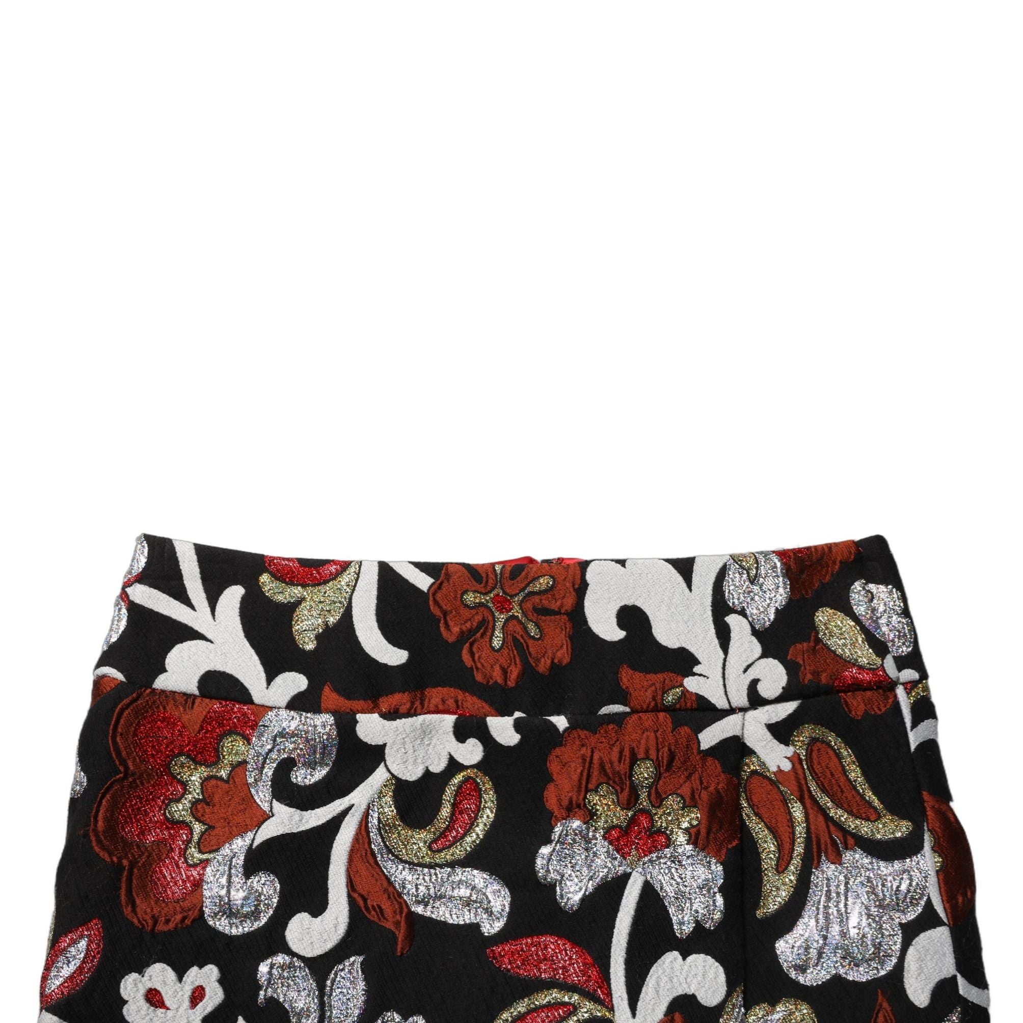 Dolce & Gabbana Black Floral Jacquard Mid Waist Mini Skirt