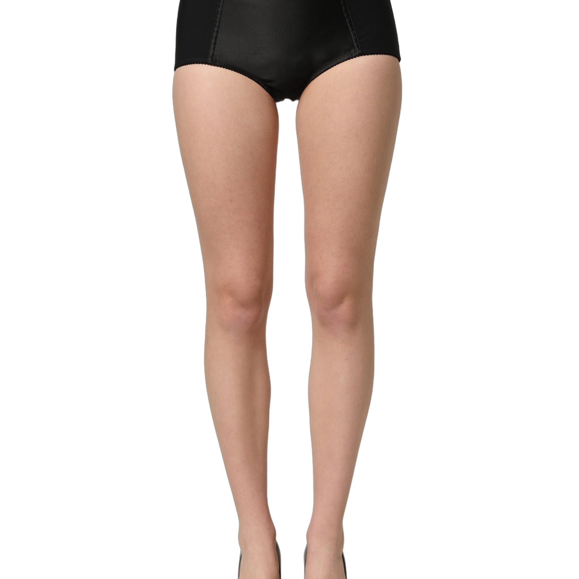 Dolce & Gabbana Black Low Waist Satin Culotte Hotpants Shorts