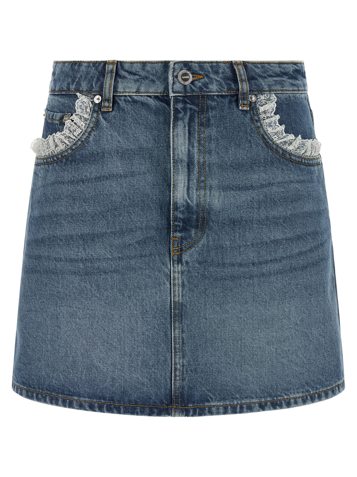 Ganni Blue Cotton Long Skirt