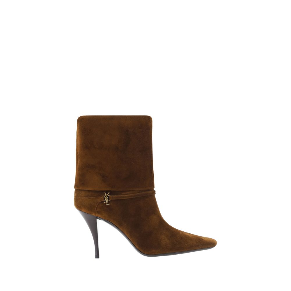 Saint Laurent Brown Calf Leather Bos Taurus High Heel Boots