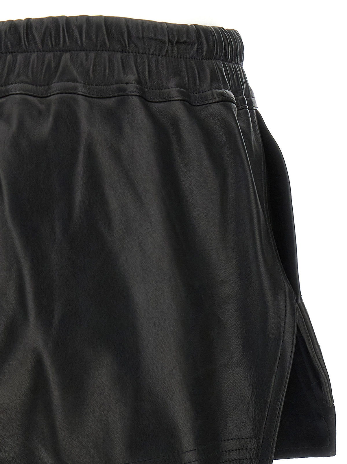 Rick Owens Black Lamb Leather Bermuda Shorts
