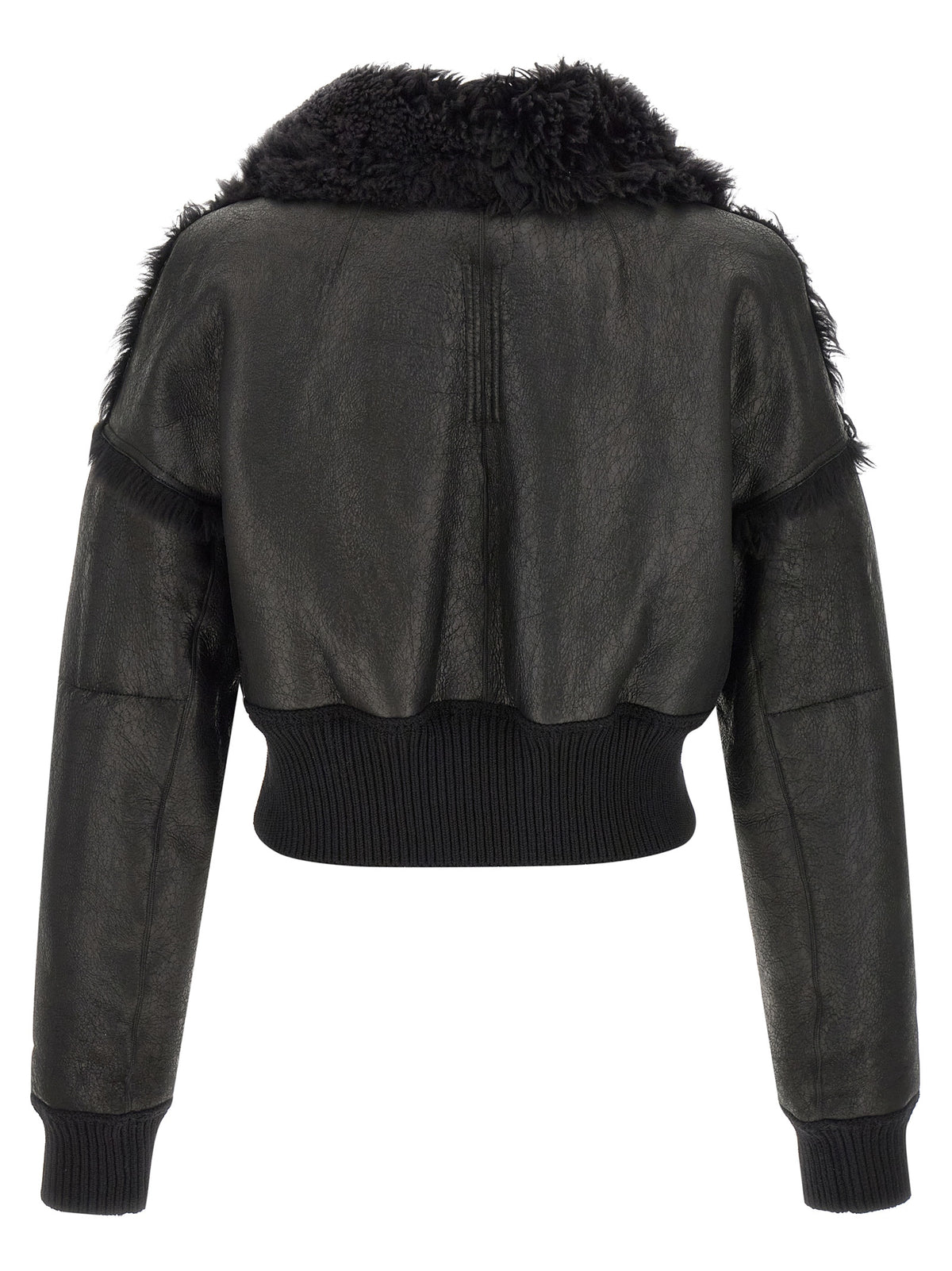 Rick Owens Black Lamb Fur Leather Jacket