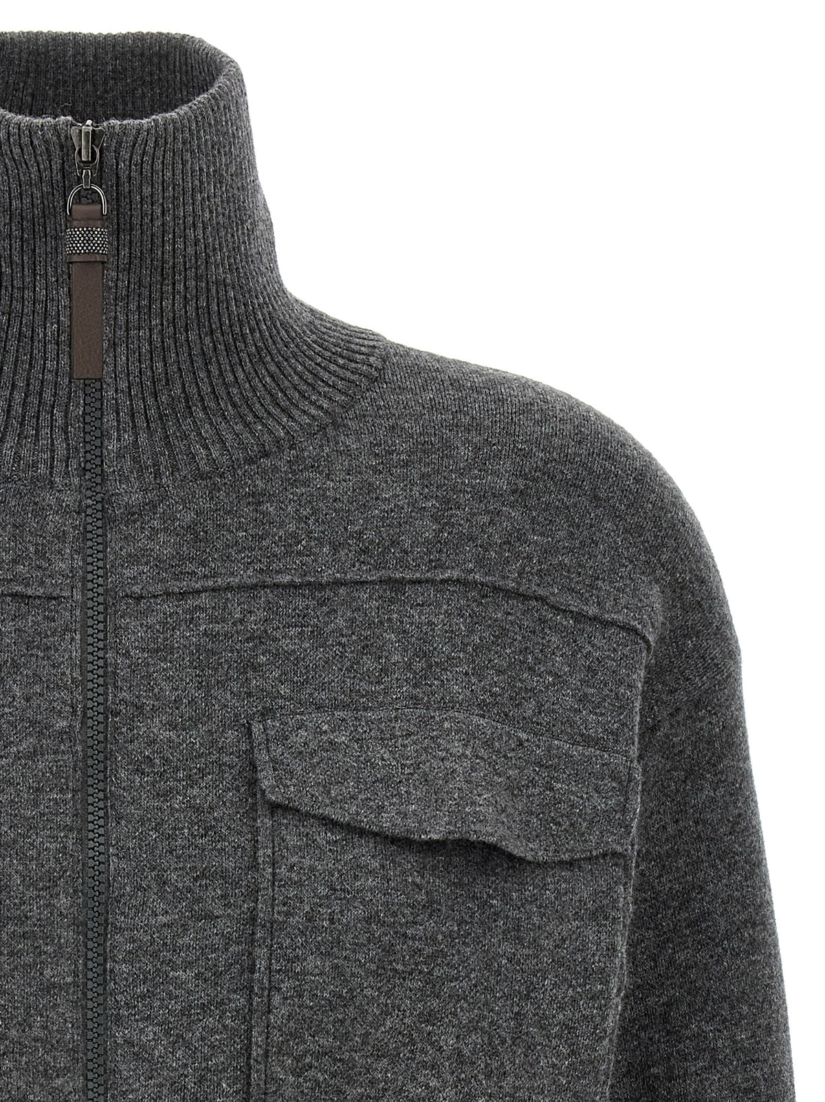 Brunello Cucinelli Gray Cashmere Cardigan