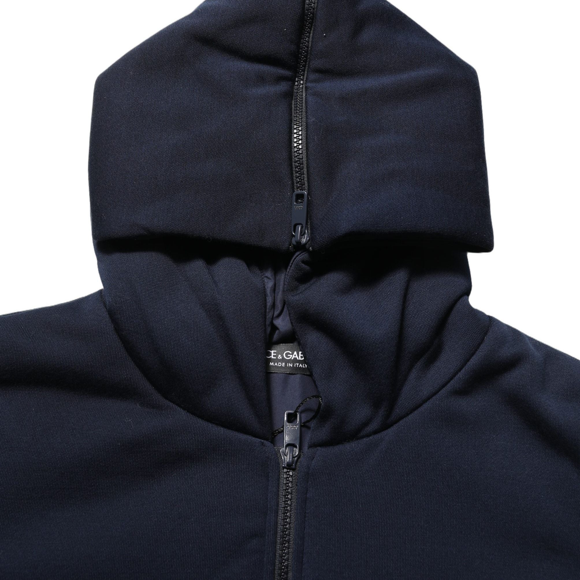 Dolce & Gabbana Black Cotton Full Zip Hooded Bomber Jacket