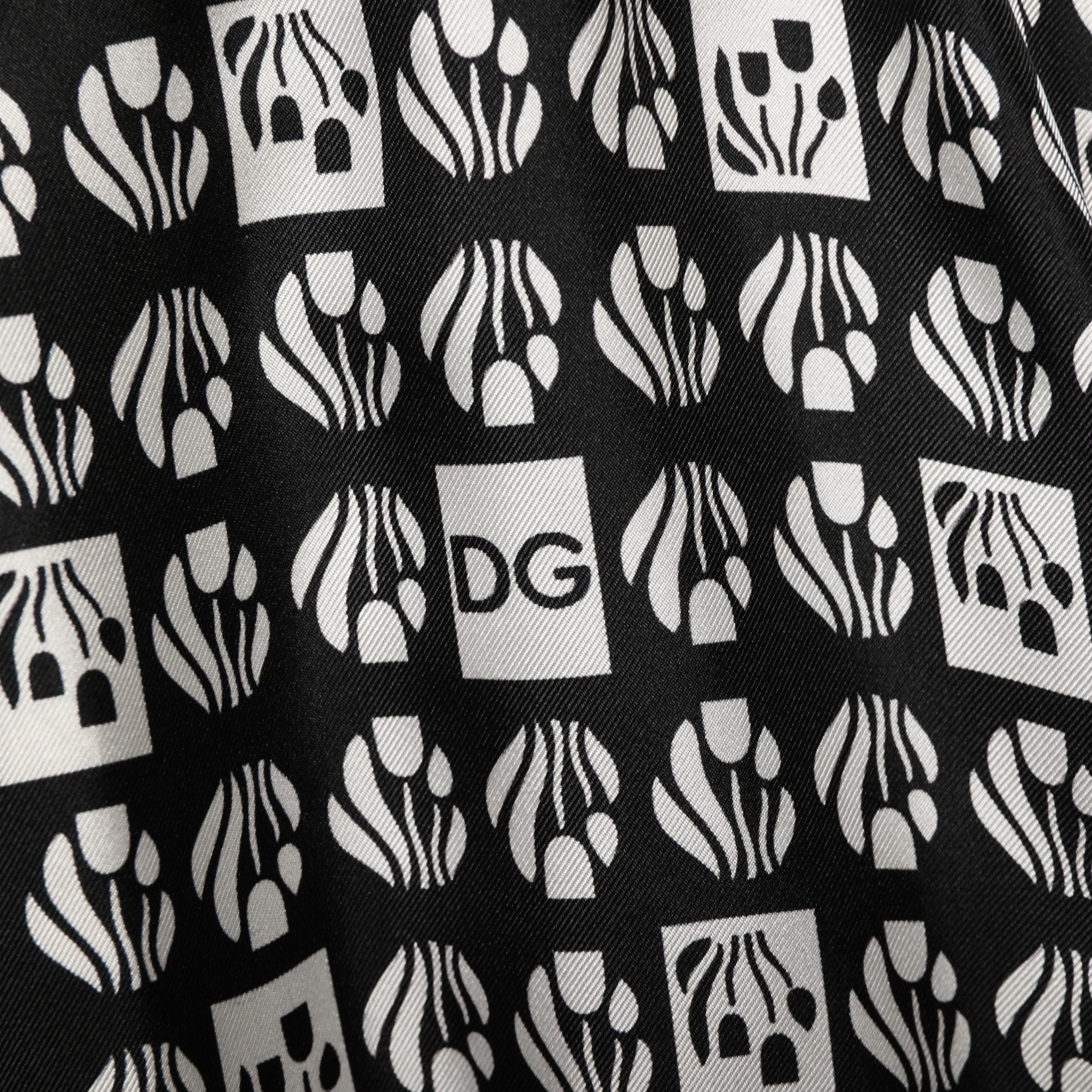 Dolce & Gabbana Black White Silk Men Wrap Robe Coat Jacket