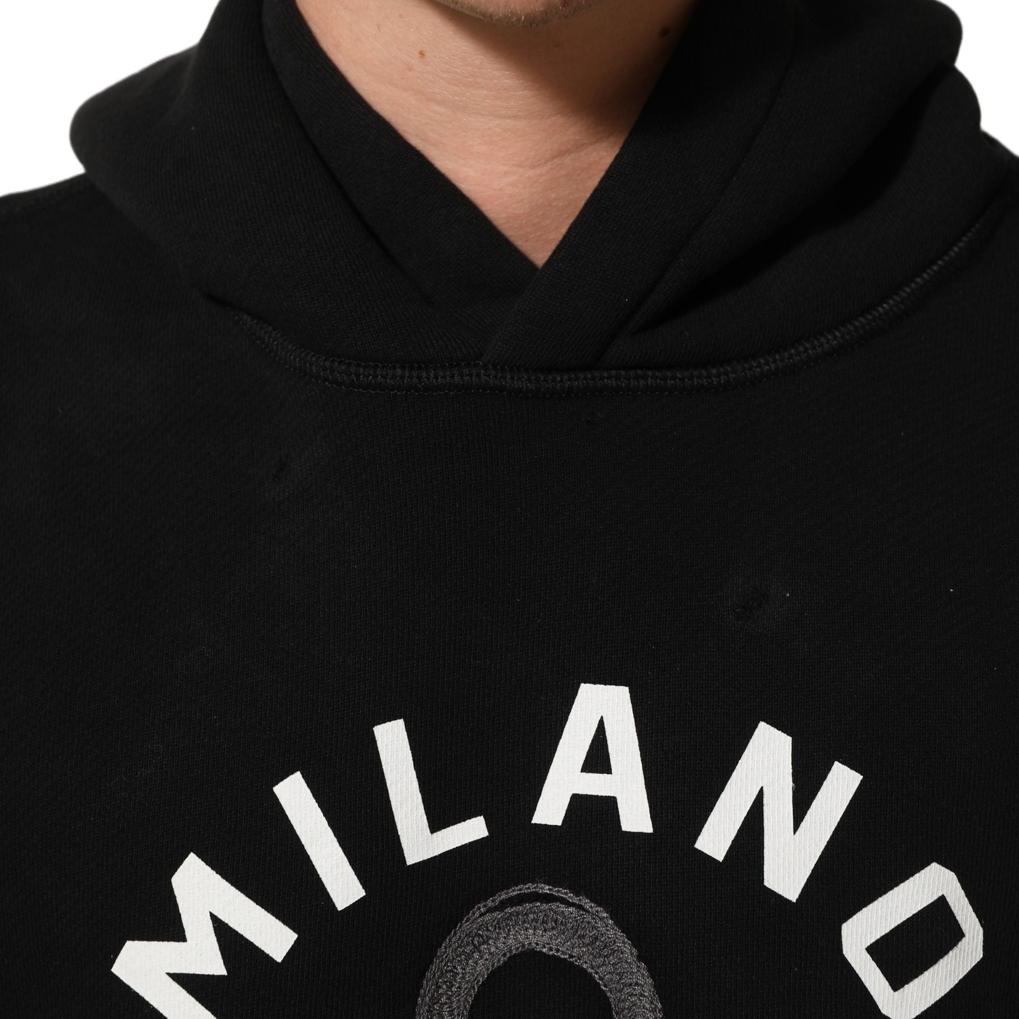 Dolce & Gabbana Black Cotton Milano1984 Print Hoodie Sweater