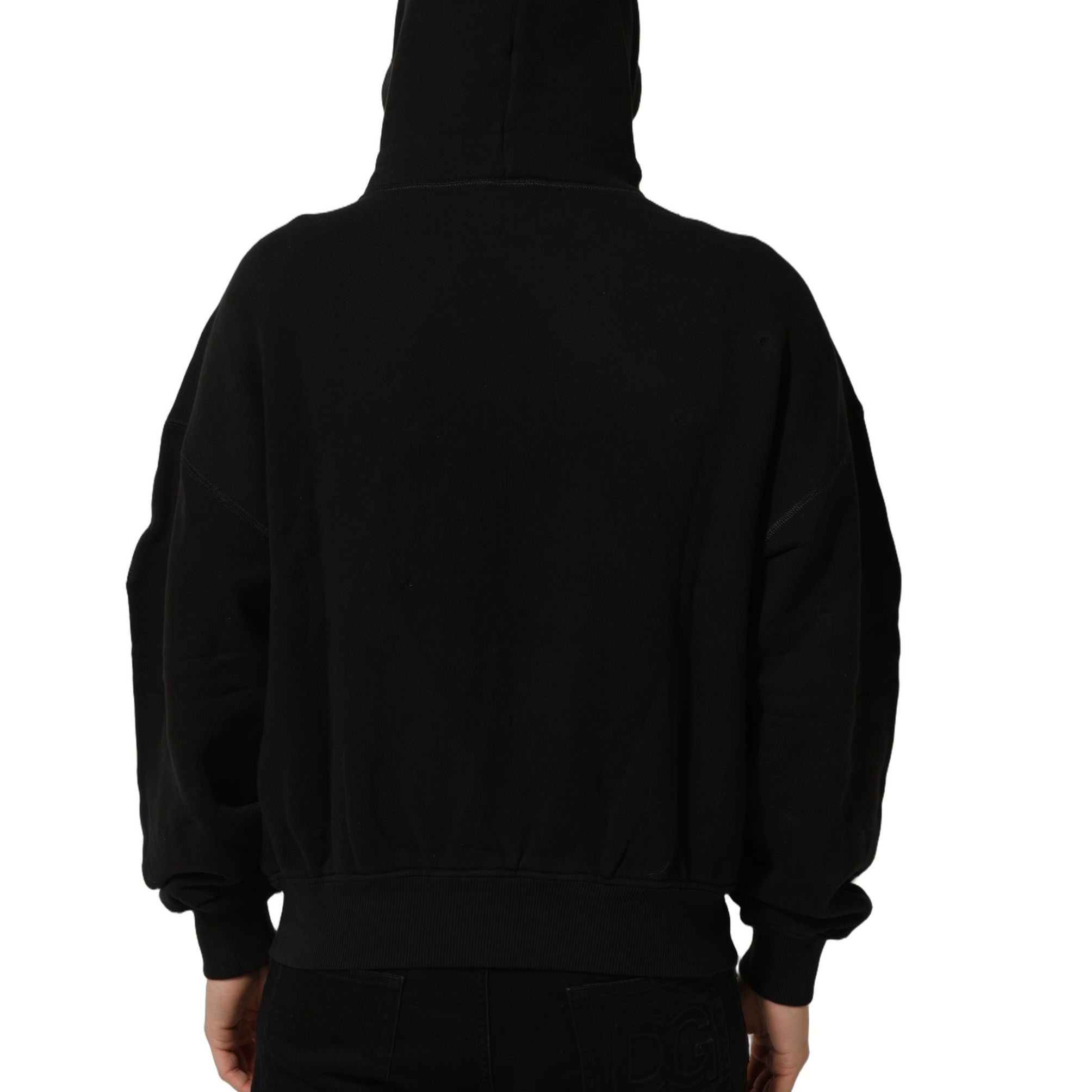 Dolce & Gabbana Black Cotton Milano1984 Print Hoodie Sweater