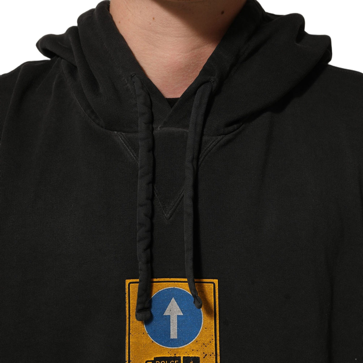 Dolce & Gabbana Black Cotton Logo Hooded Oversize Sweater