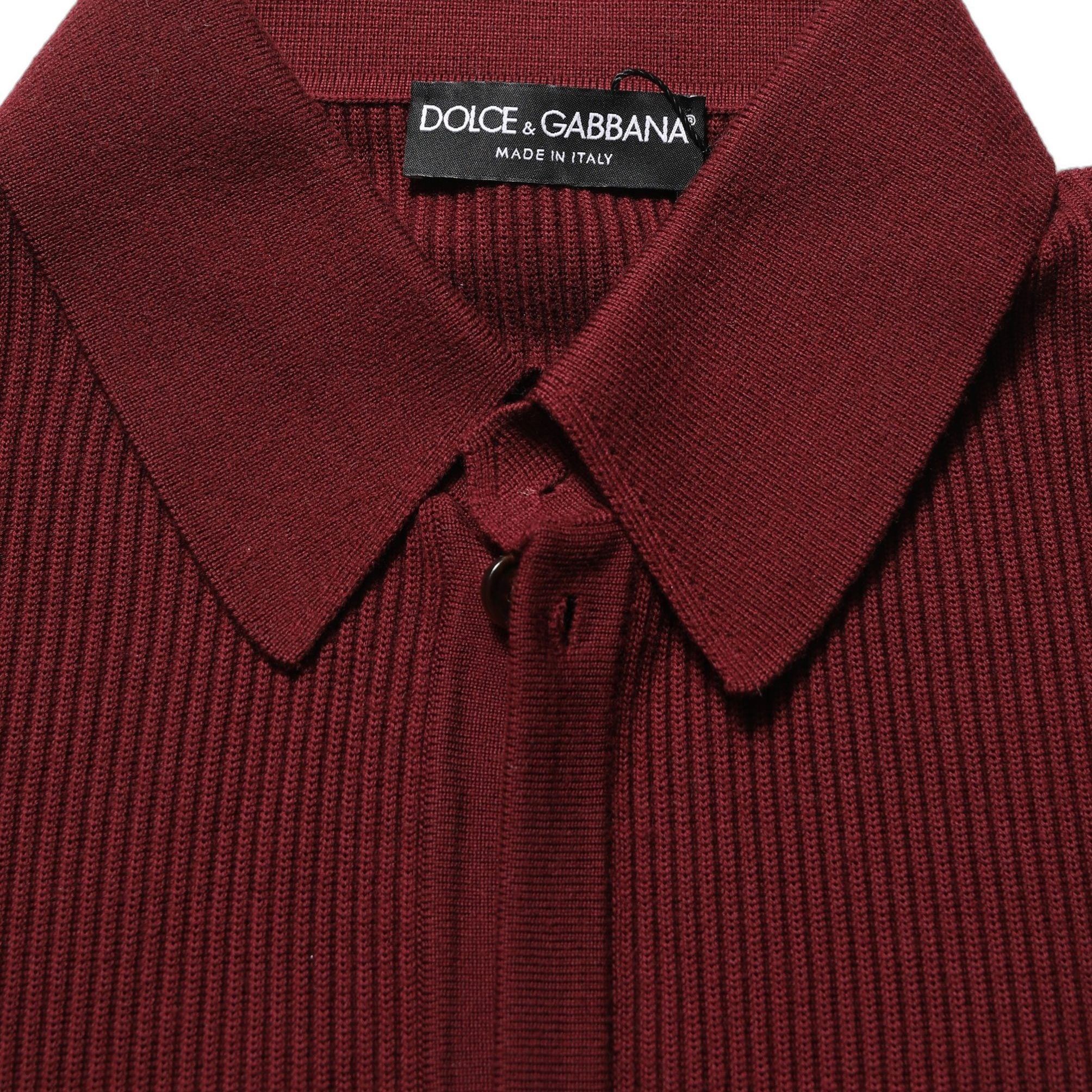 Dolce & Gabbana Burgundy Wool Button Down Cardigan Sweater