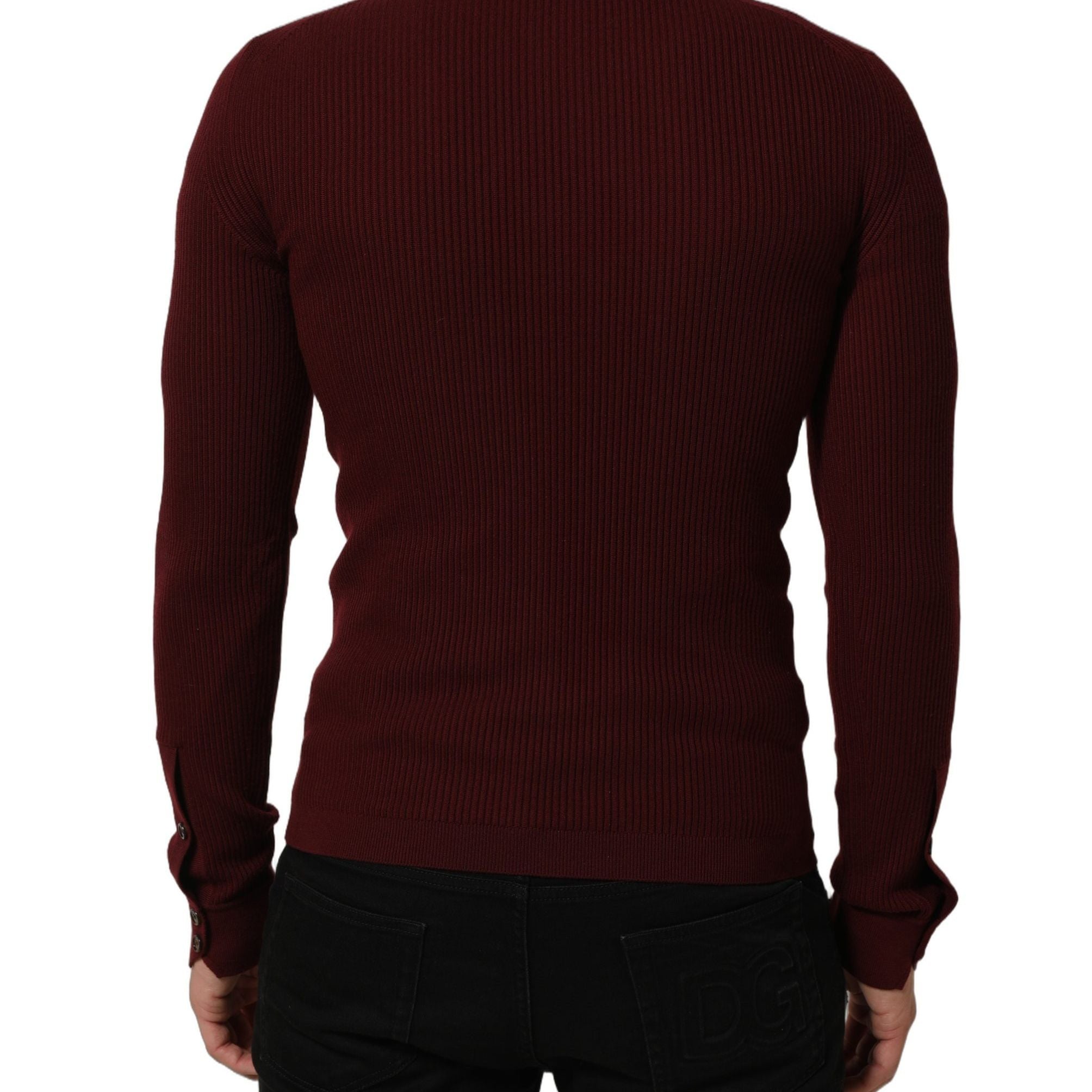 Dolce & Gabbana Burgundy Wool Button Down Cardigan Sweater