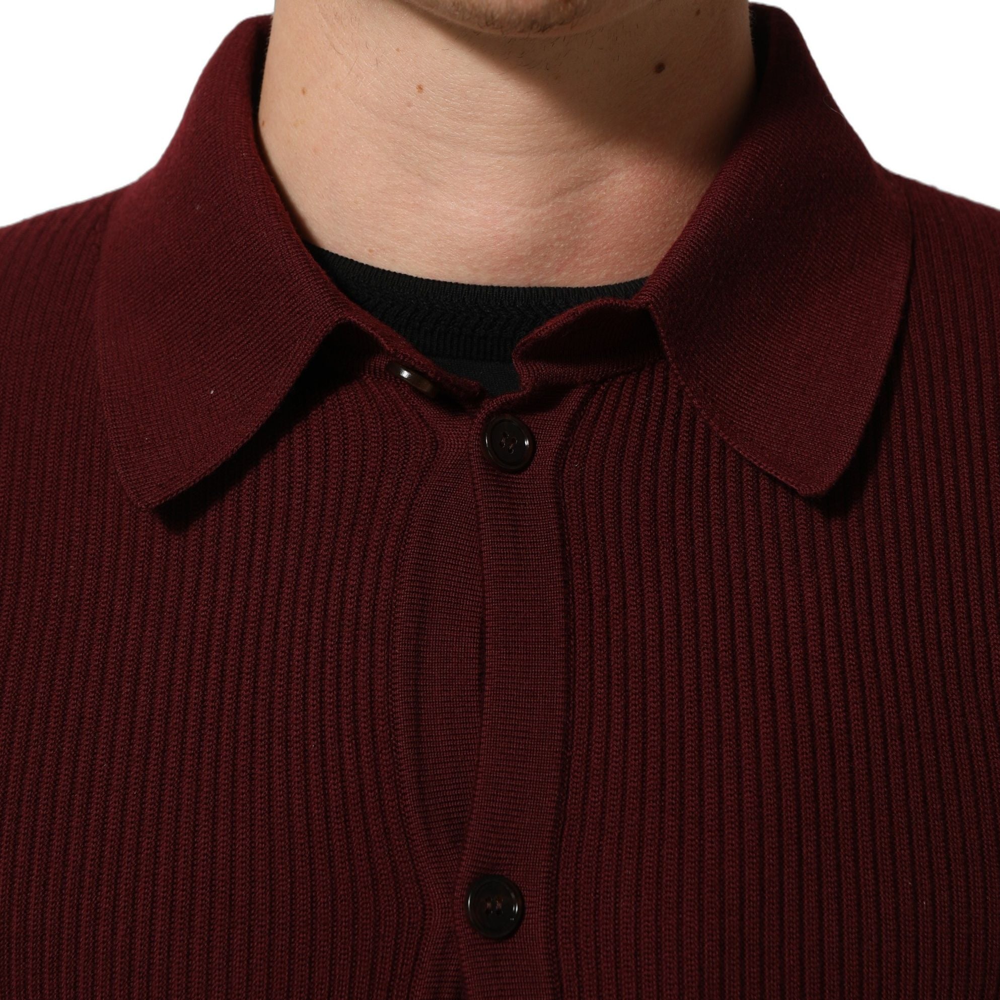 Dolce & Gabbana Burgundy Wool Button Down Cardigan Sweater