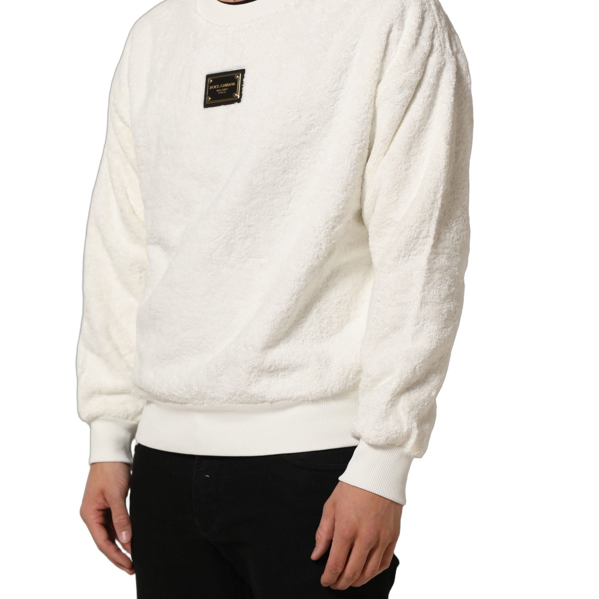 Dolce & Gabbana White LogoPlaque CrewNeck Sweatshirt Sweater