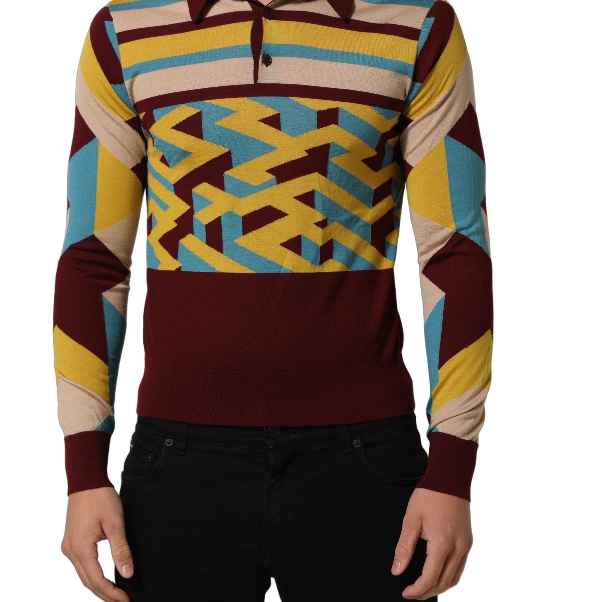 Dolce & Gabbana Multicolor Knitted Cashmere Pullover Sweater