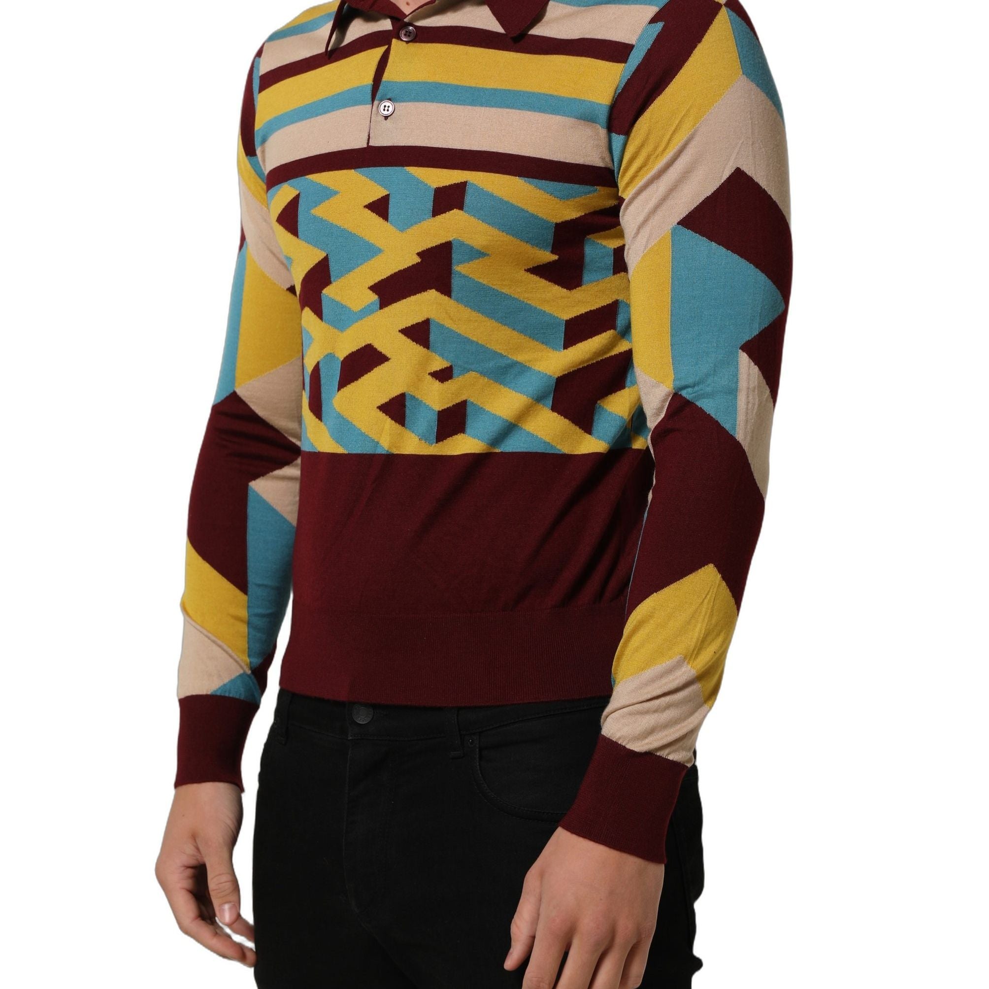 Dolce & Gabbana Multicolor Knitted Cashmere Pullover Sweater