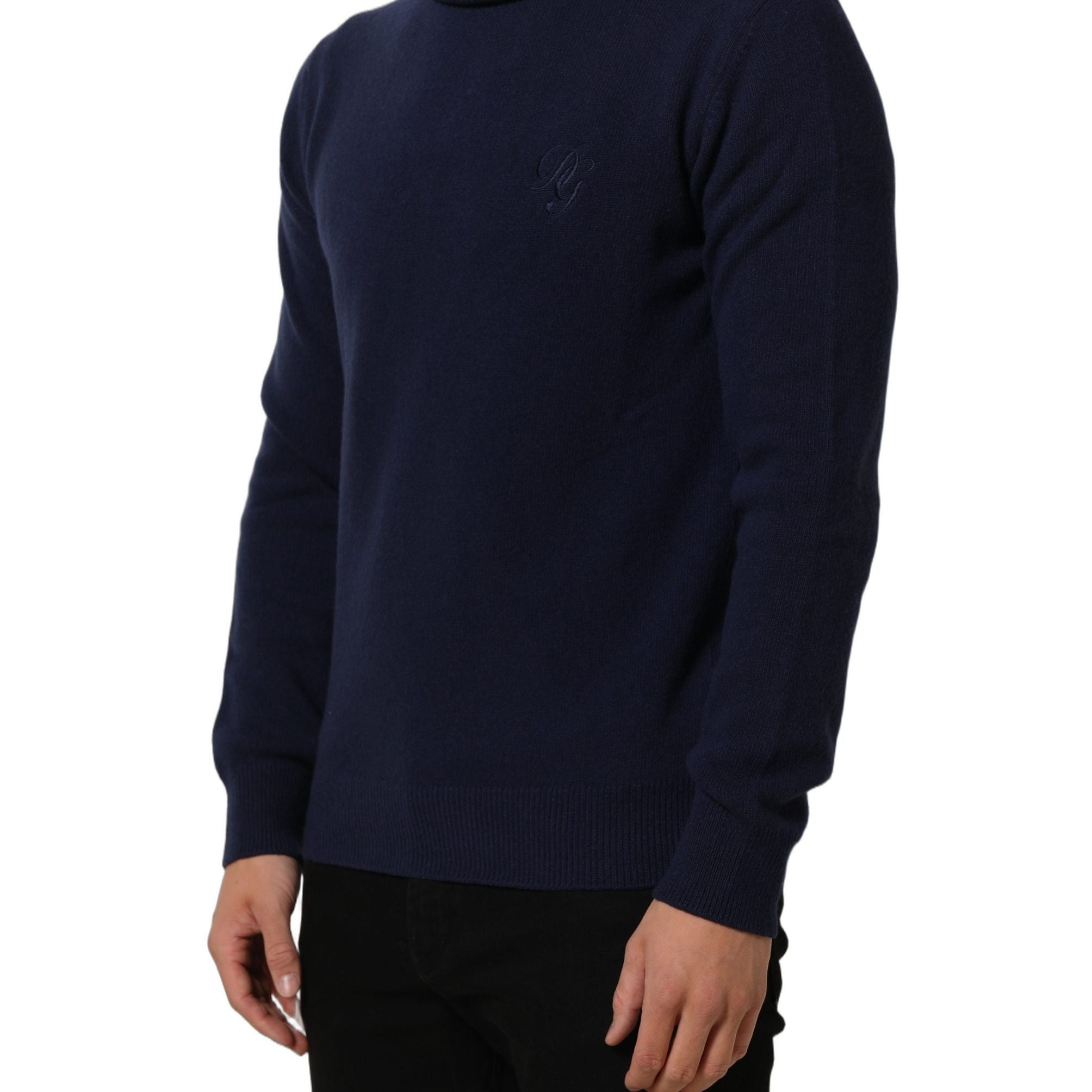 Dolce & Gabbana Blue Wool Knit Turtleneck Pullover Sweater