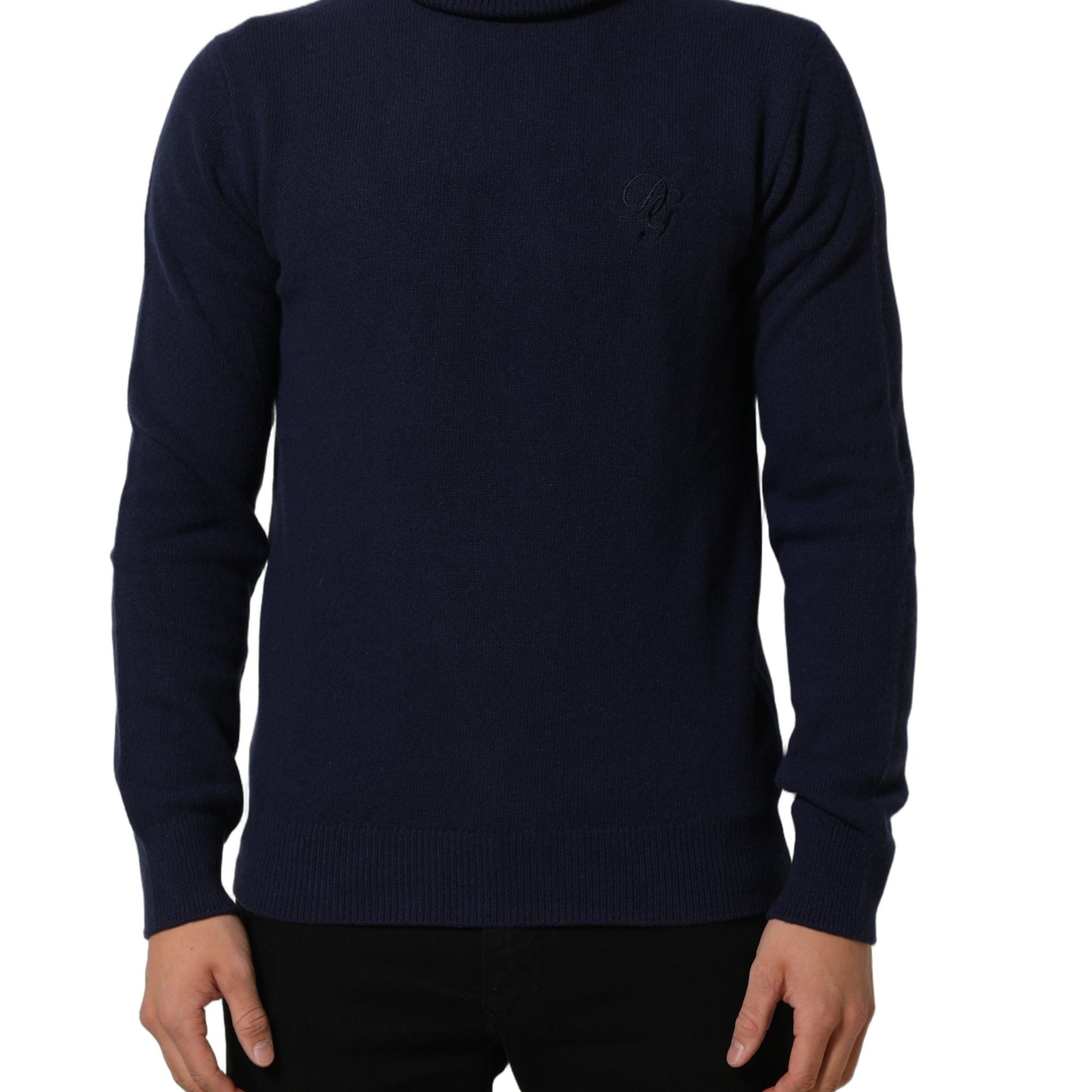 Dolce & Gabbana Blue Wool Knit Turtleneck Pullover Sweater