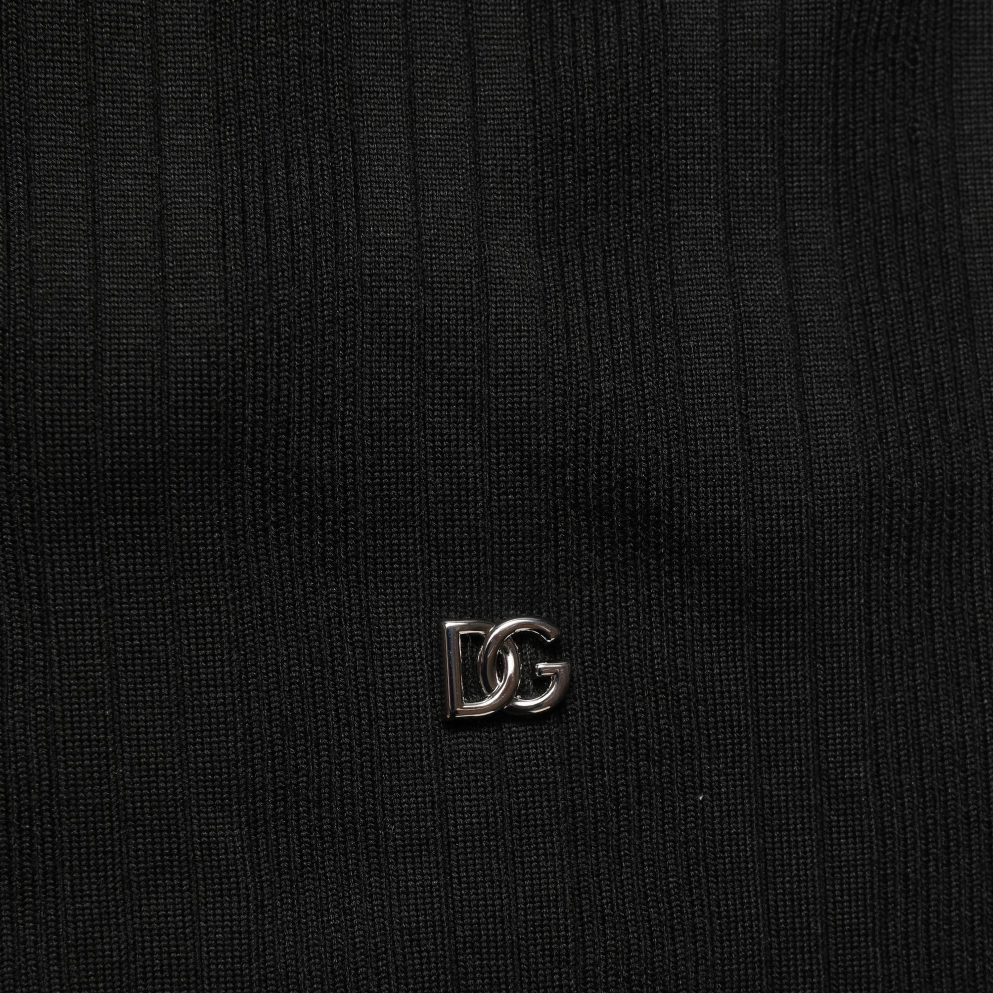 Dolce & Gabbana Black Silk Blend Henley Pullover Men Sweater
