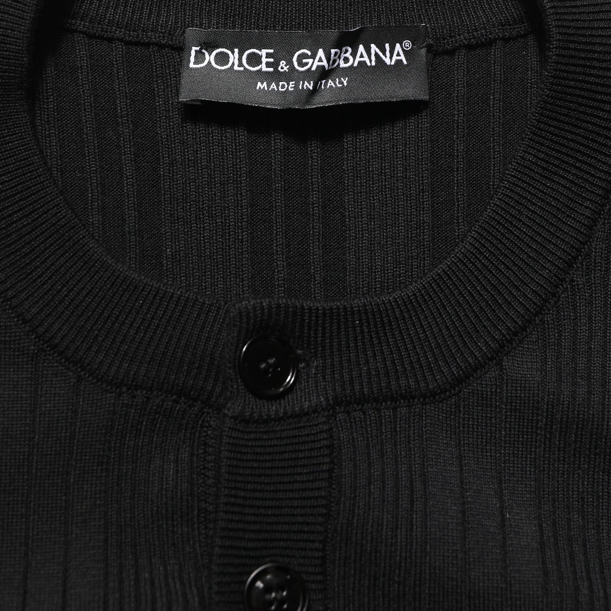 Dolce & Gabbana Black Silk Blend Henley Pullover Men Sweater