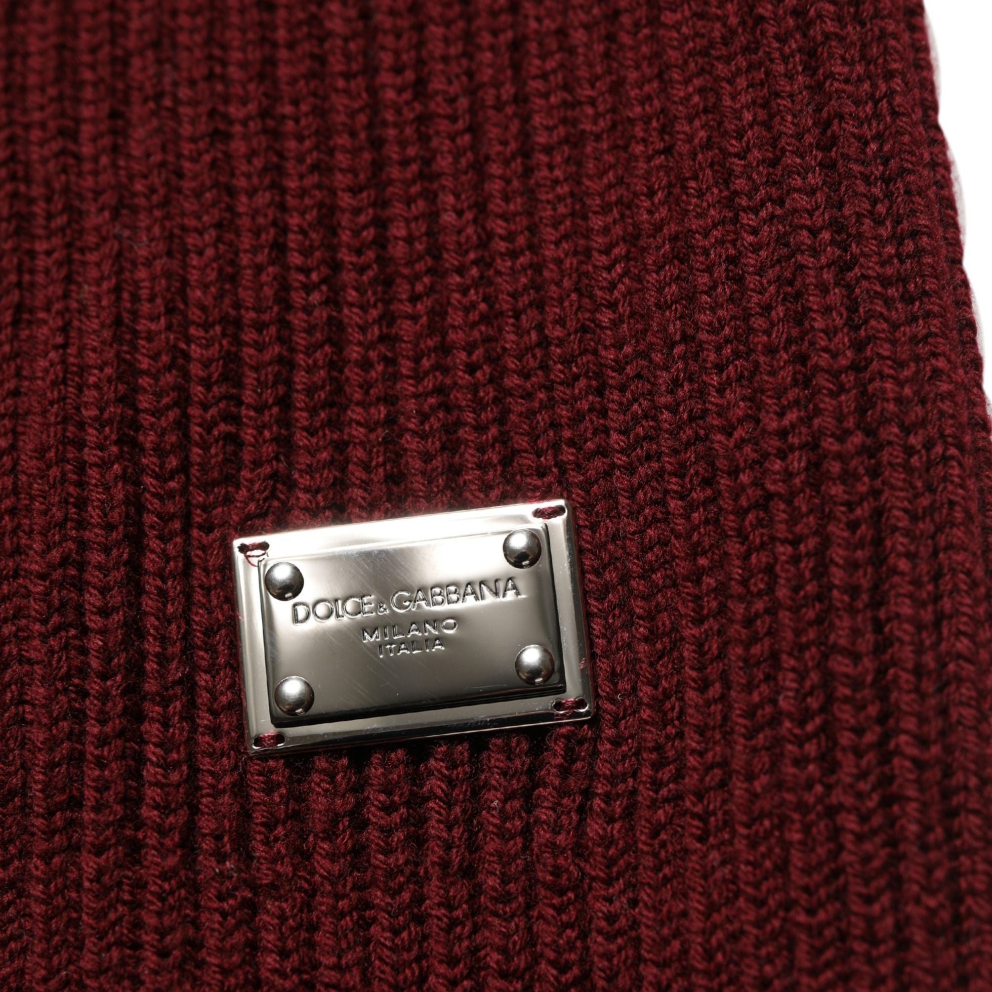 Dolce & Gabbana Burgundy Wool Half Zip Men Pullover Sweater