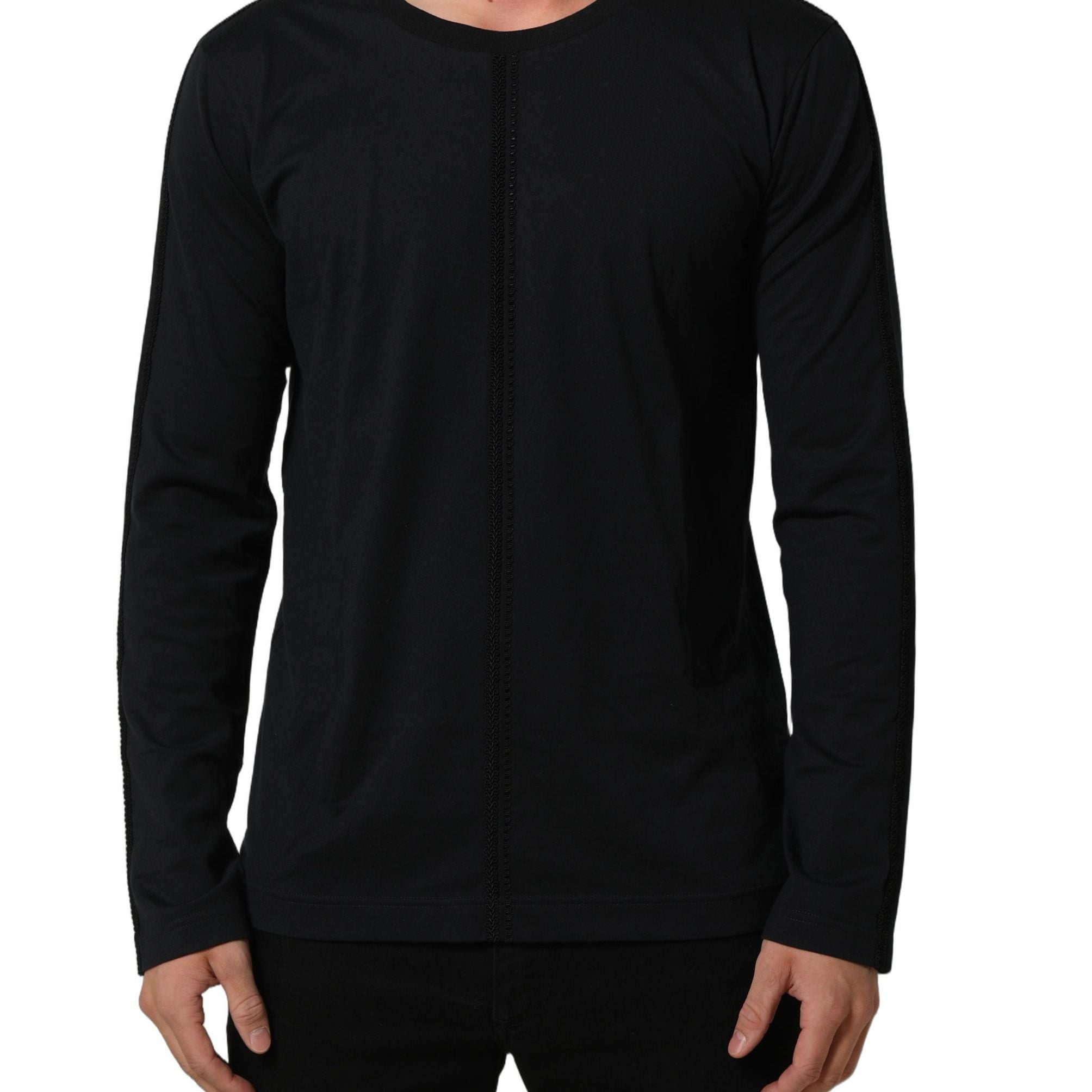 Dolce & Gabbana Dark Blue Cotton Round Neck Pullover Sweater