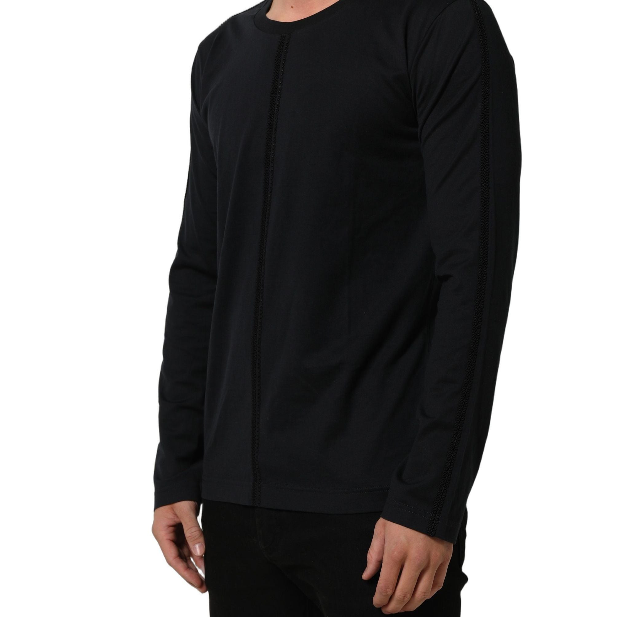 Dolce & Gabbana Dark Blue Cotton Round Neck Pullover Sweater