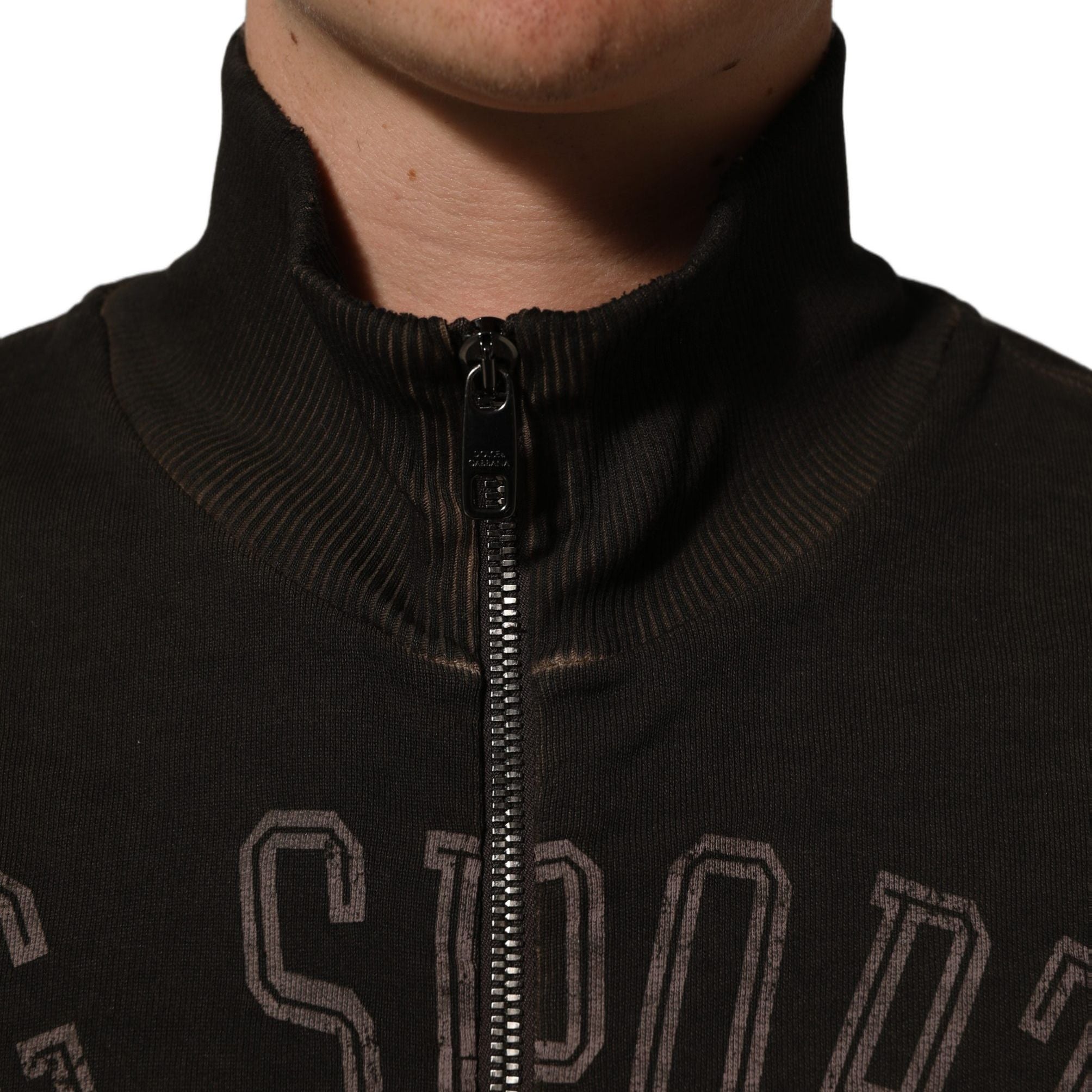 Dolce & Gabbana Brown Logo Print Full Zip Sweatshirt Sweater