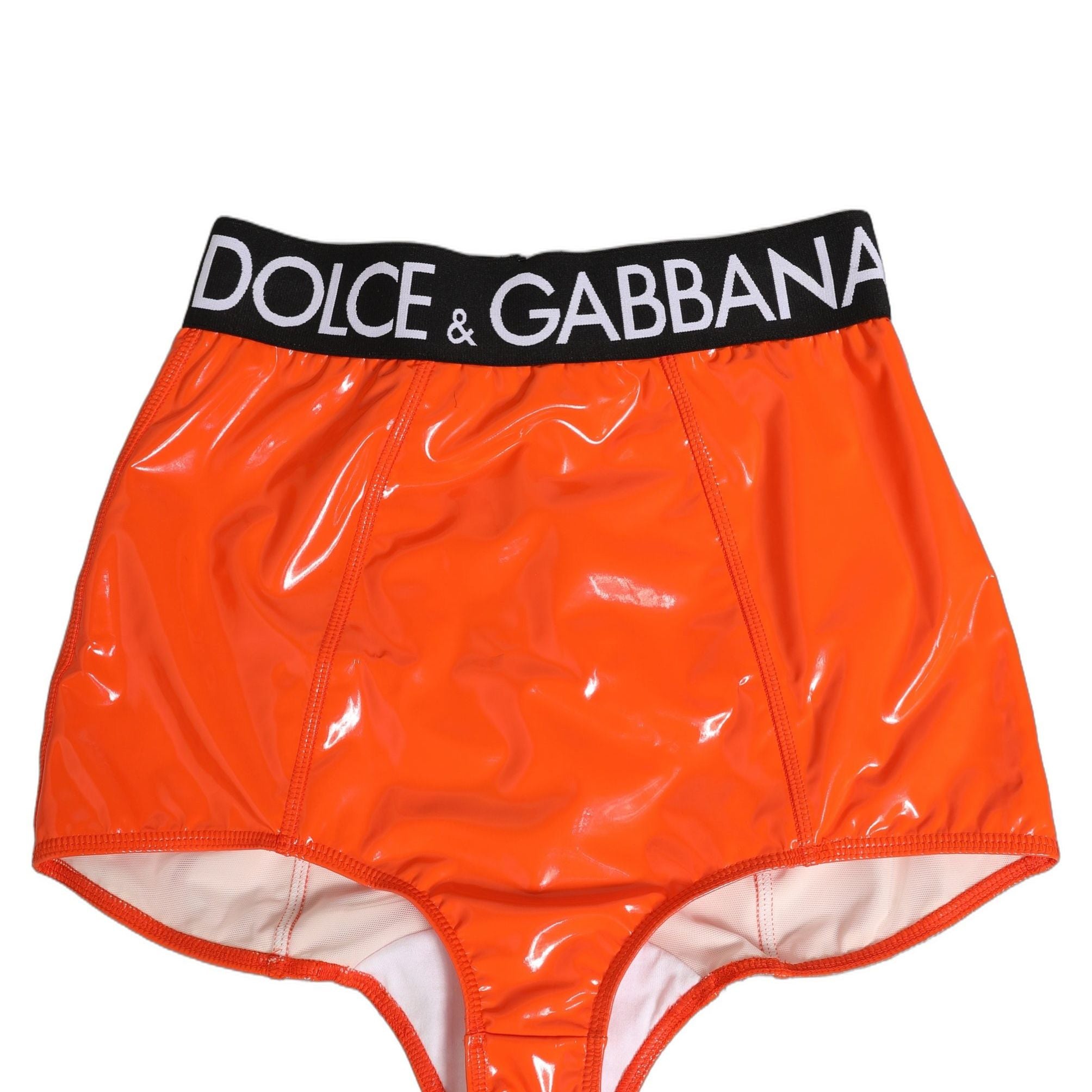 Dolce & Gabbana Orange Polyester Logo High Waist Girdle Underwear