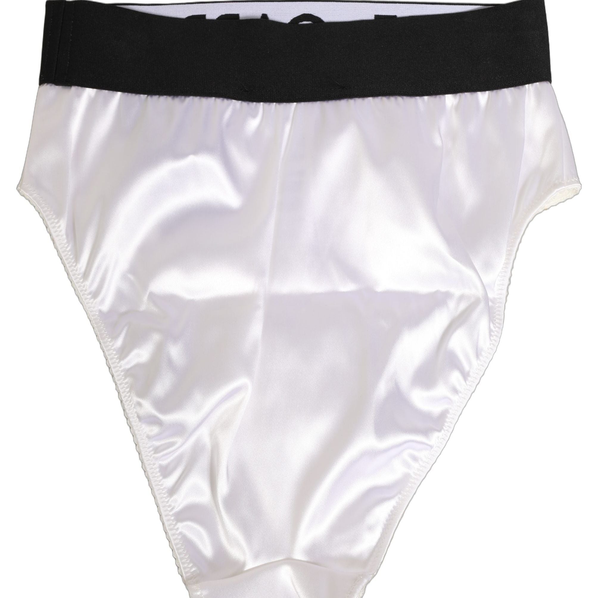 Dolce & Gabbana White Satin High-Waist Brief Logo Women Underwear