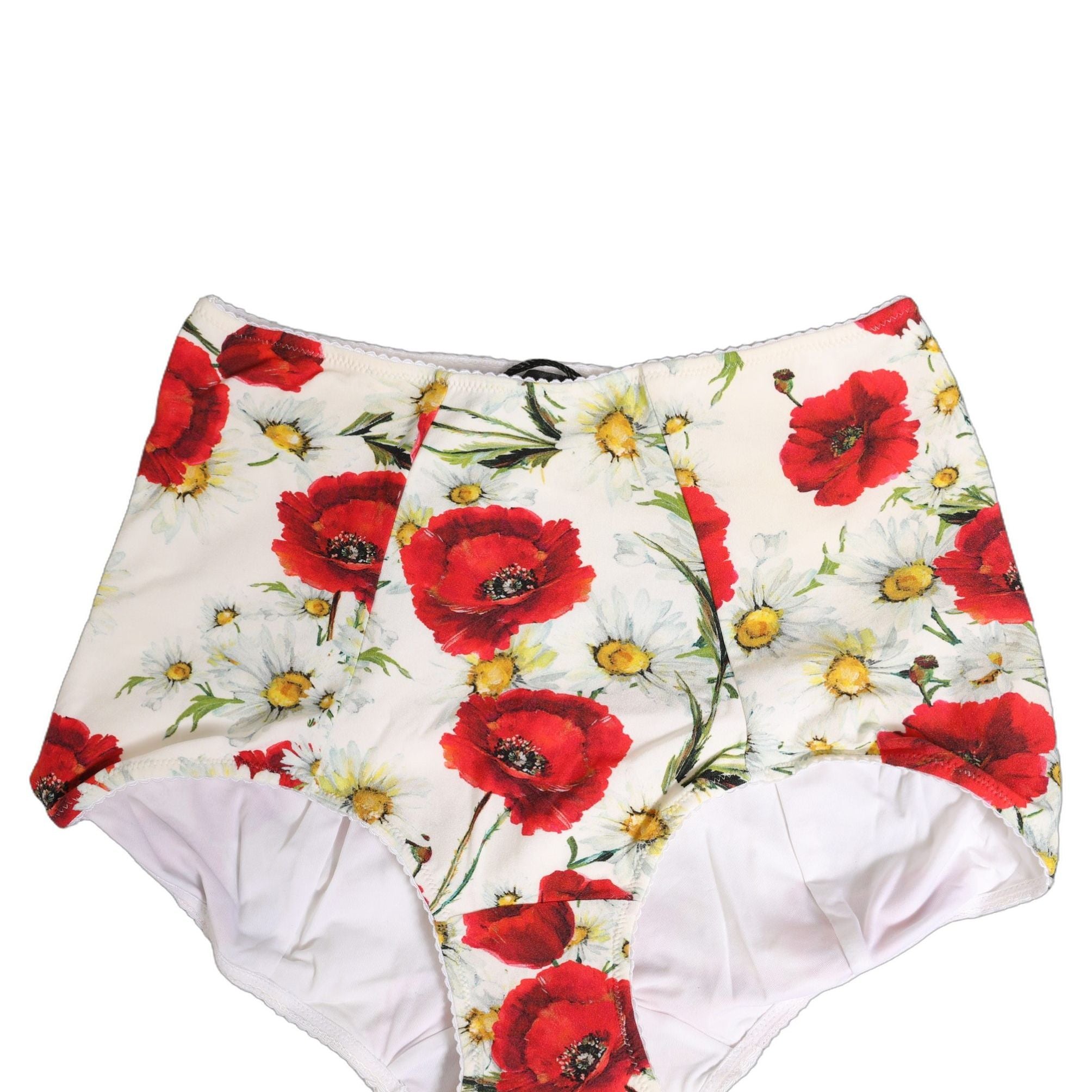 Dolce & Gabbana White Nylon Floral High Waisted Girdle Underwear