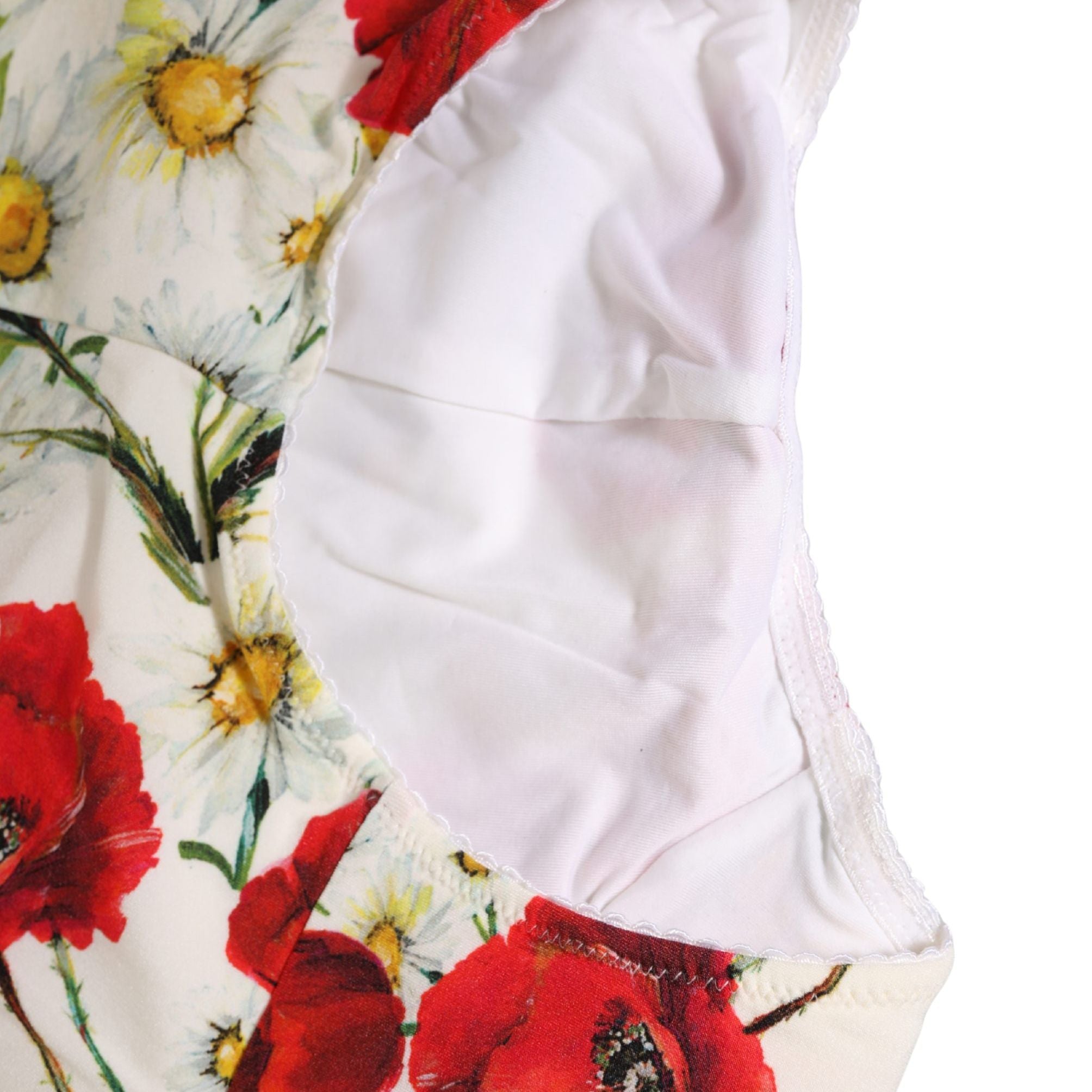 Dolce & Gabbana White Nylon Floral High Waisted Girdle Underwear