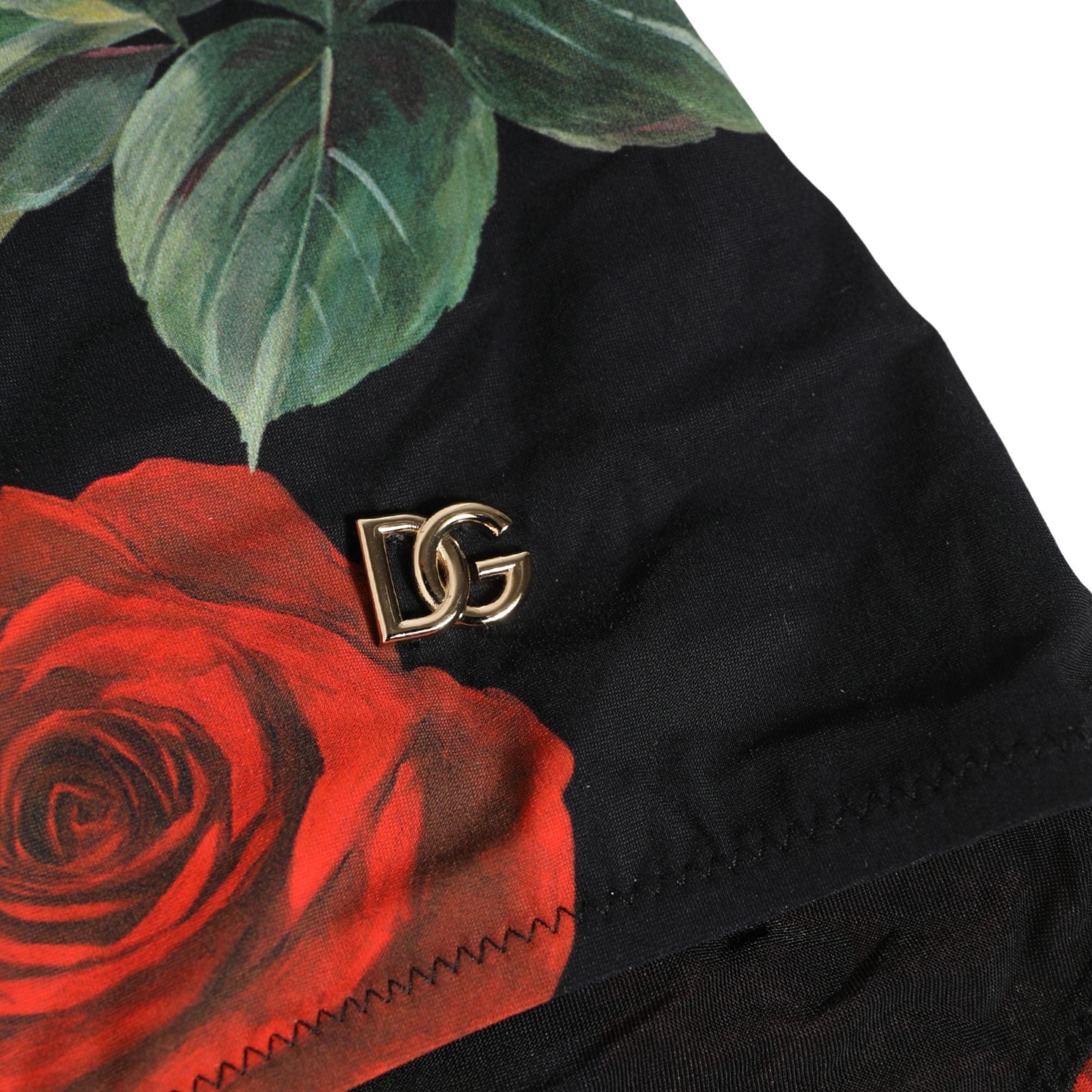 Dolce & Gabbana Black Rose Print One Piece Swimsuit Swimwear