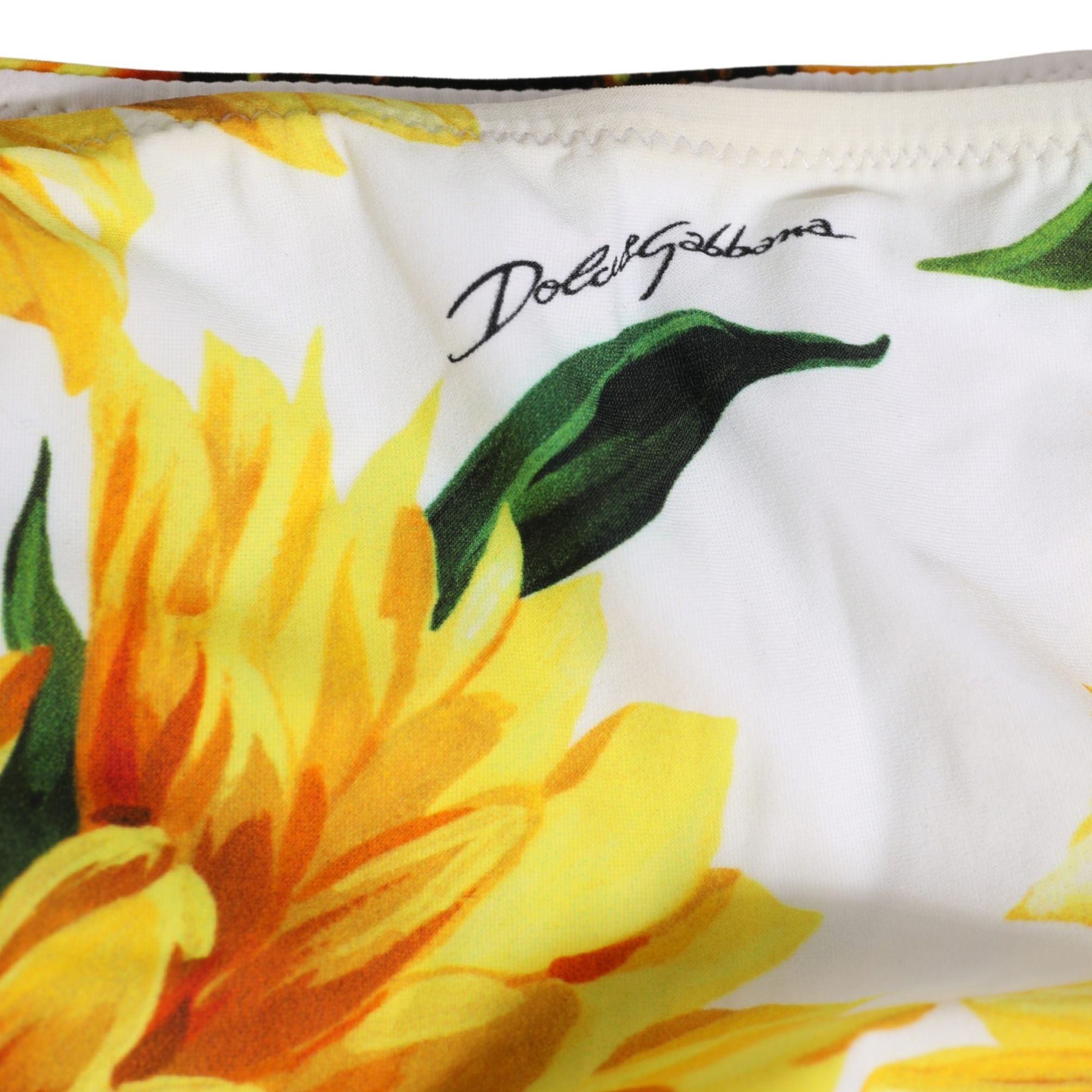 Dolce & Gabbana Yellow Nylon Sunflower Bikini Bottom Swimwear