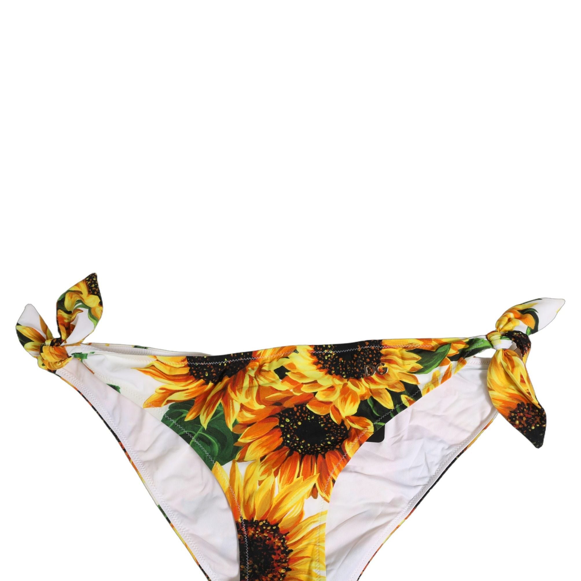 Dolce & Gabbana Yellow Nylon Sunflower Bikini Bottom Swimwear