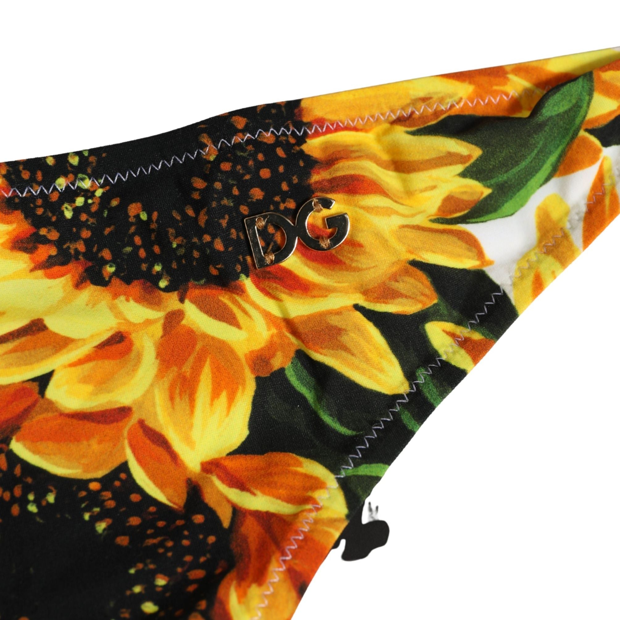 Dolce & Gabbana Yellow Nylon Sunflower Bikini Bottom Swimwear