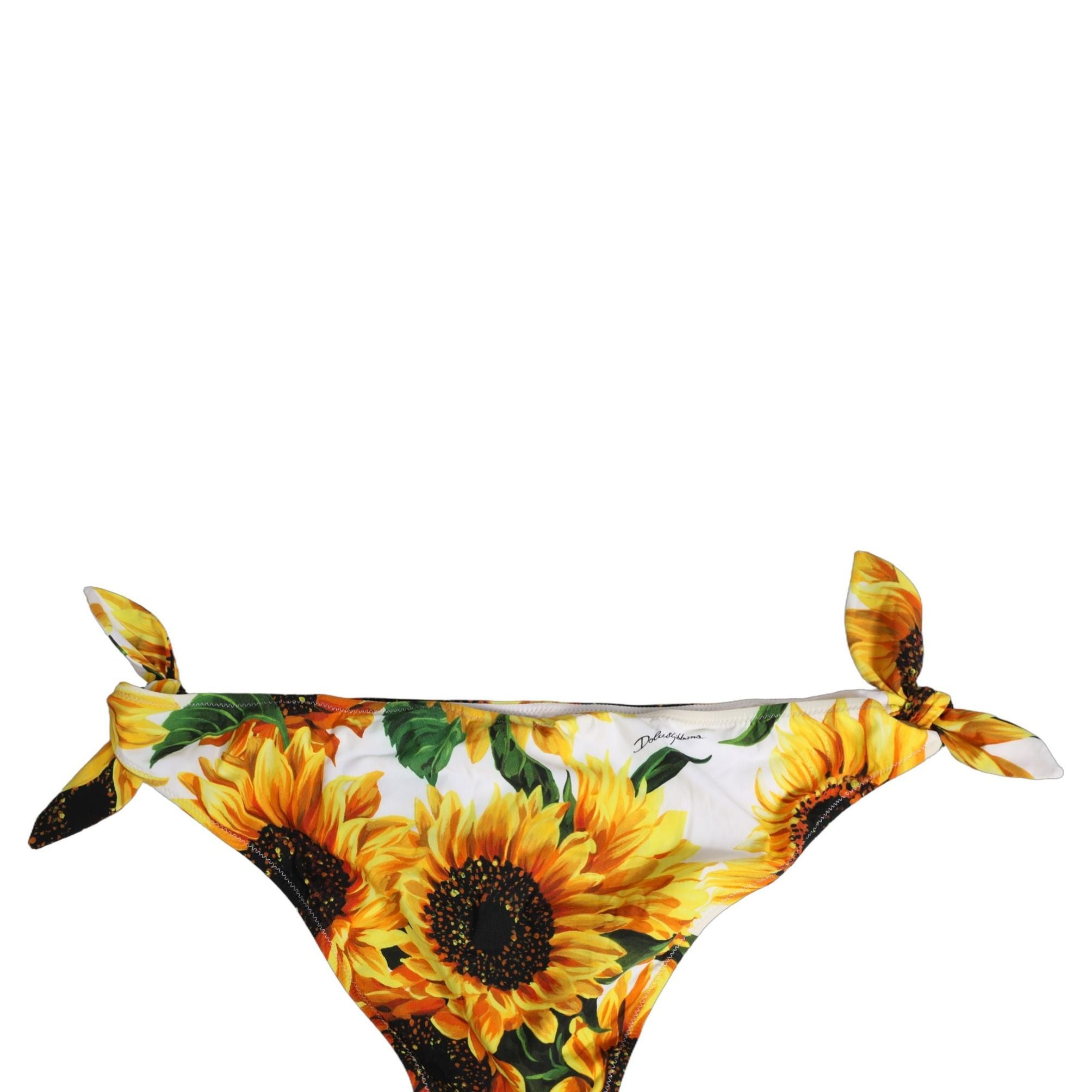 Dolce & Gabbana Yellow Nylon Sunflower Bikini Bottom Swimwear